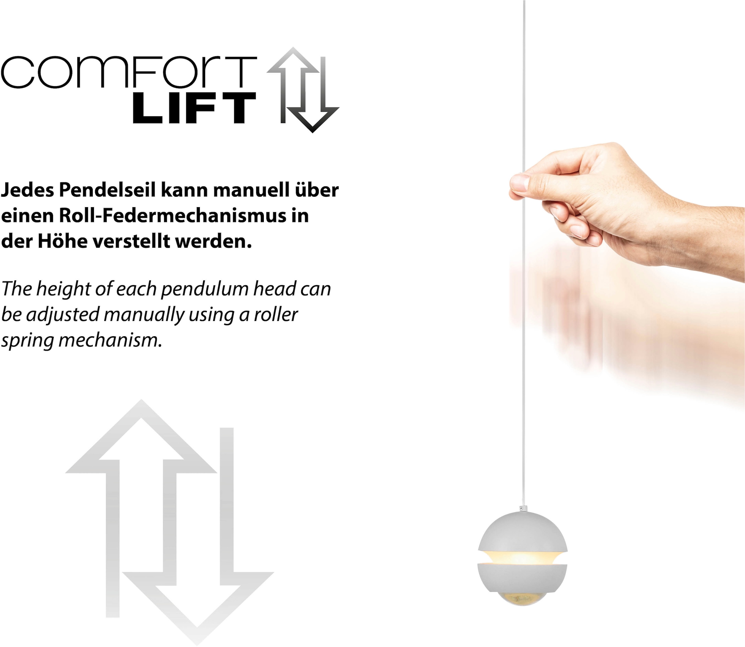 SCHÖNER WOHNEN-Kollektion LED Pendelleuchte »LINI« LED-Board 1 Stk. Warmweiß SCHÖNER WOHNEN Kollektion, 3-Stufen Dimmer, Comfort-Lift