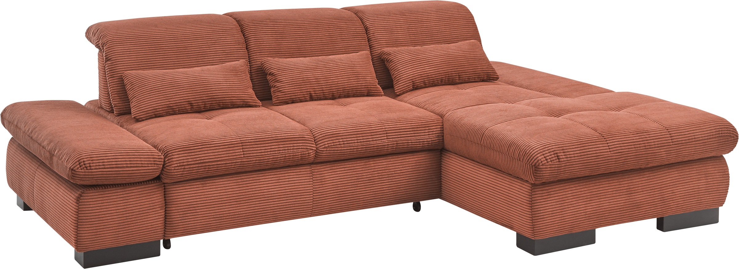 set one by Musterring Ecksofa »SO4100 V«, mit verstellbaren Kopfteilen, wahlweise mit Funktionen, Cord-Bezug