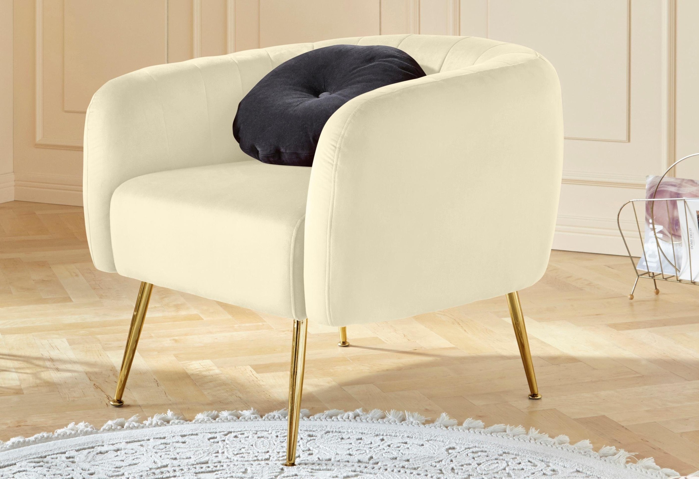 mit aus kaufen Sessel Metallbeinen, goldfarbenen Bezug, Velvet cm 44 Leonique online »Leie«, Sitzhöhe