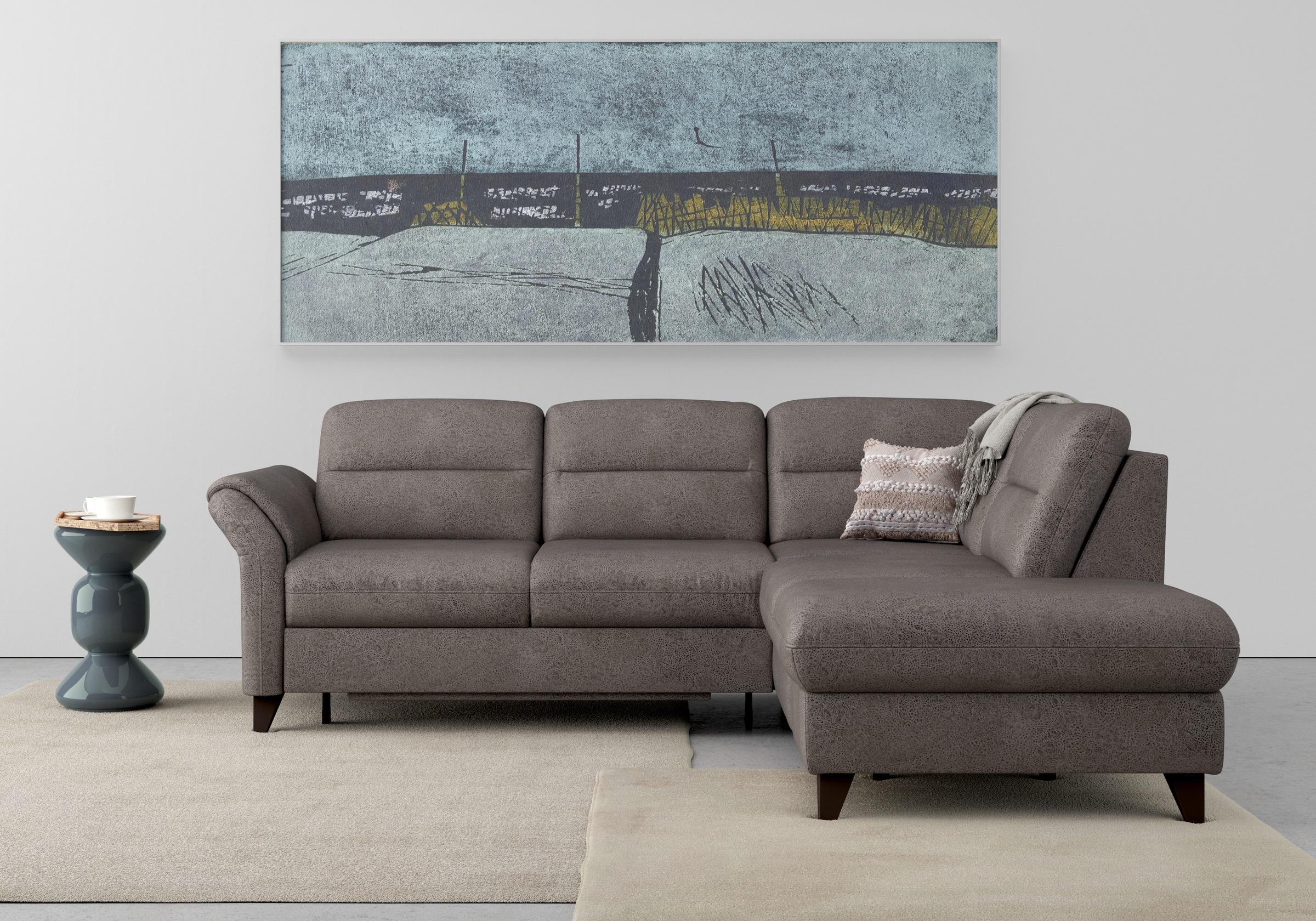 sit&more Ecksofa »Mellum L-Form«, Federkern, wahlweise mit Bettfunktion, Stauraum und Armteilfunktion
