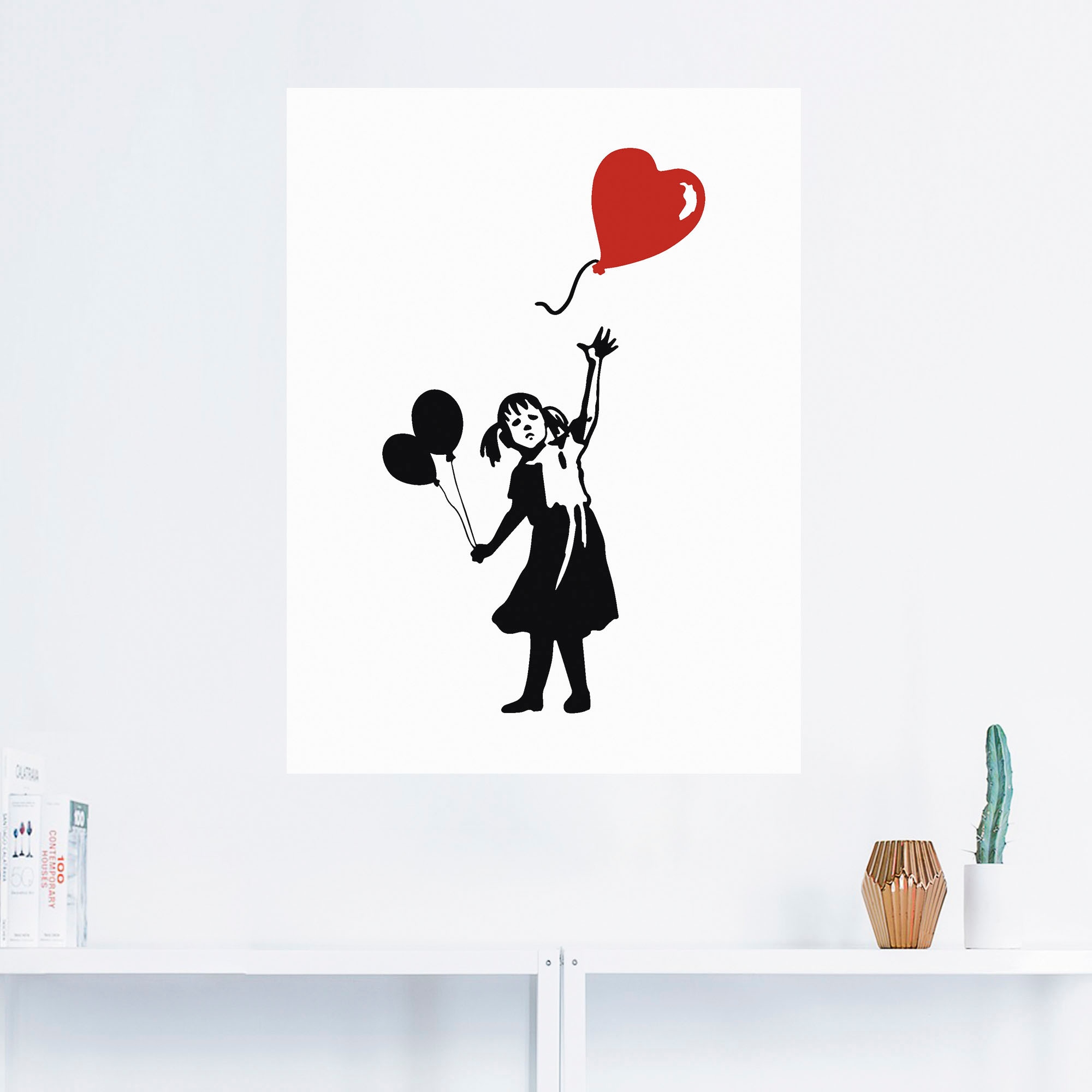 Herz«, Größen Wandbild als Ballon Kindern, von Wandaufkleber kaufen Mädchen Artland Alubild, Leinwandbild, (1 »Silhouette versch. online Bilder in Poster oder St.),