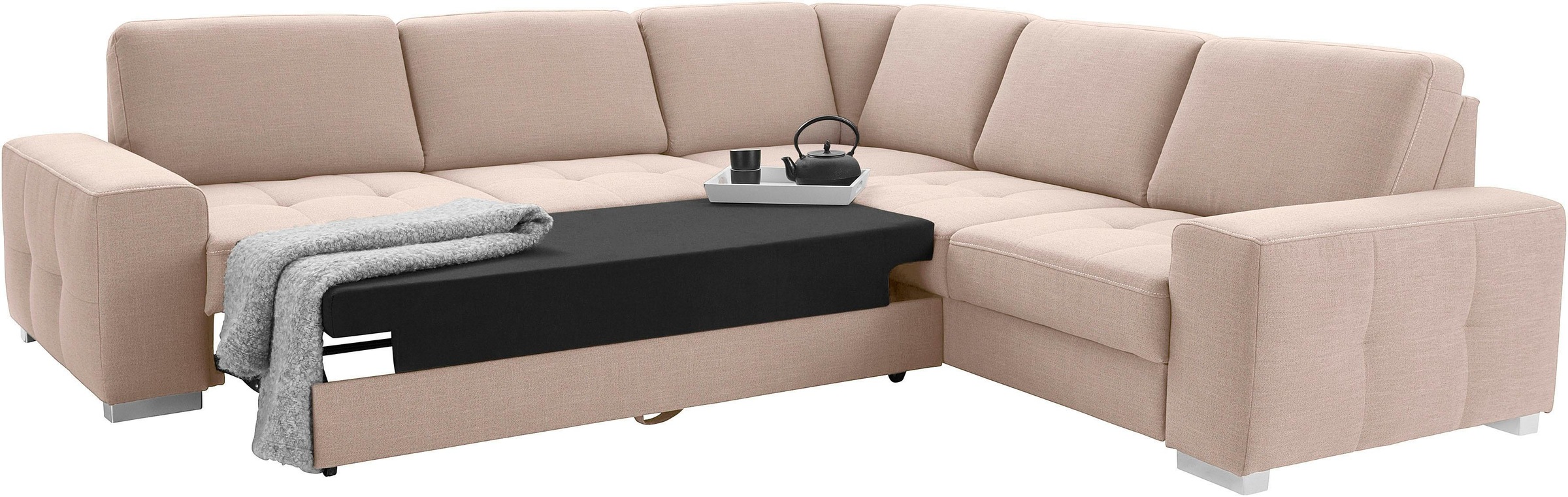 sit&more Ecksofa »Santorini L-Form«, mit Federkern und Sitztiefenverstellung, wahlweise mit Bettfunktion