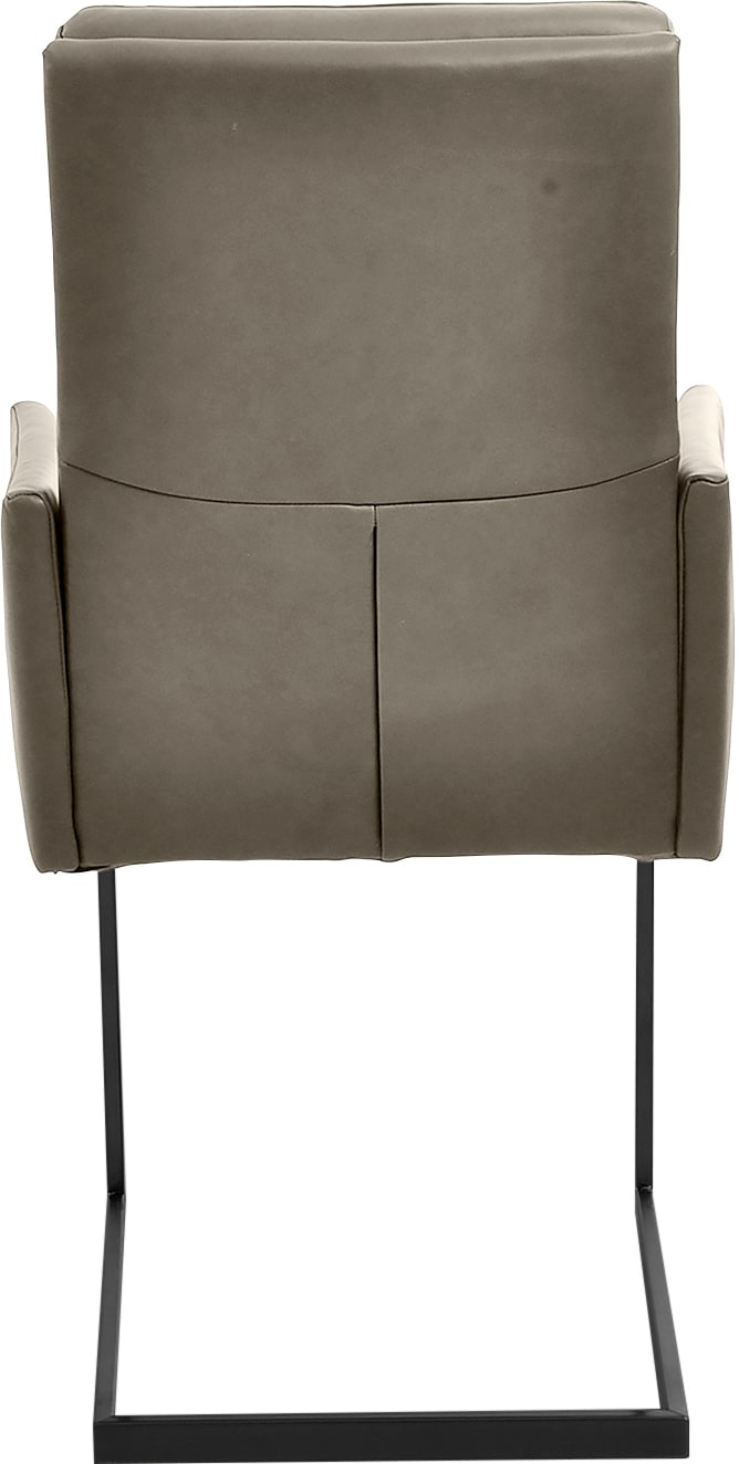 K+W Komfort & Wohnen Armlehnstuhl, Leder CLOUD, stabiles Hochkantrohr, Untergestell in Edelstahloptik oder schwarz