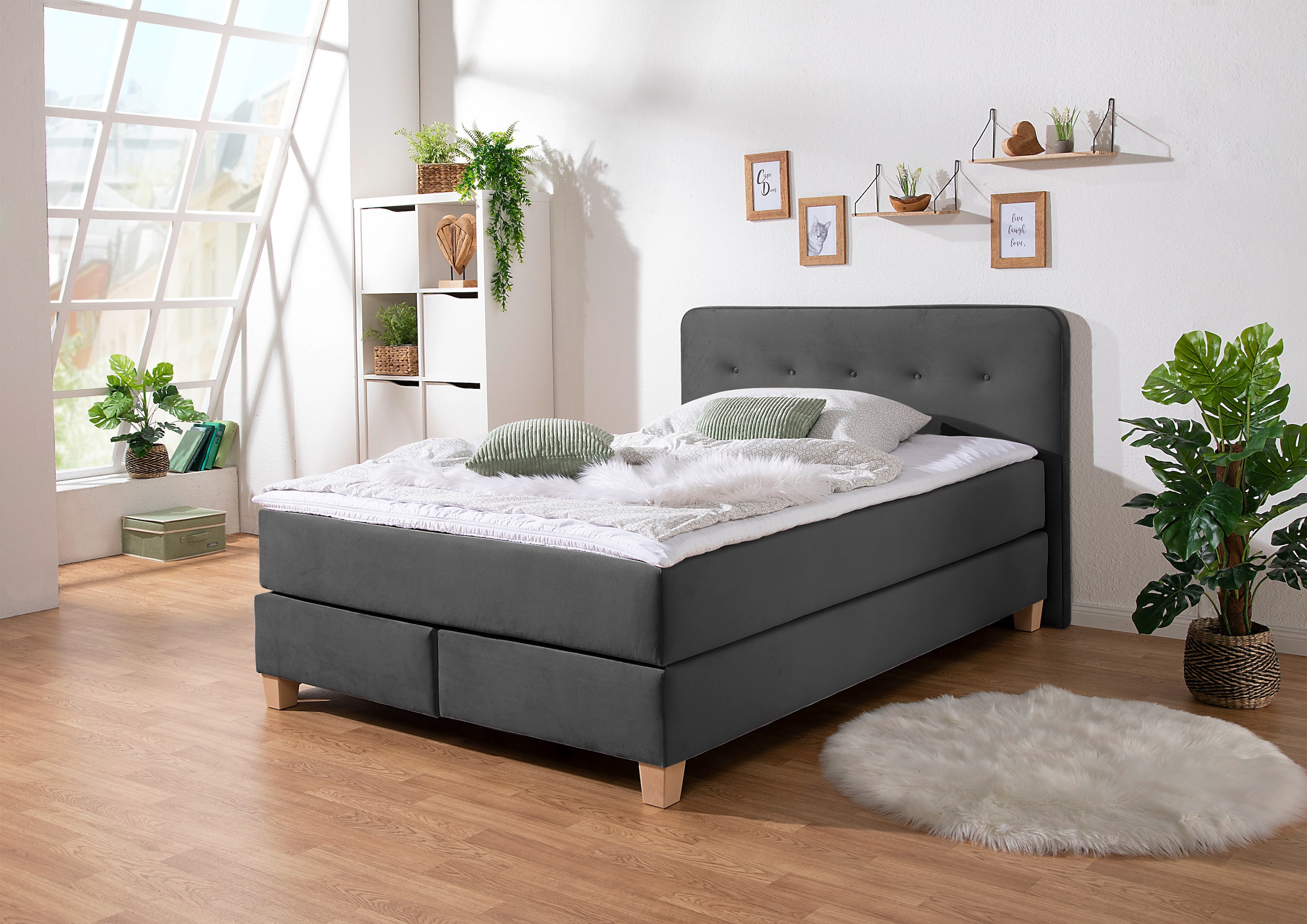 Bild von Home affaire Boxspringbett »Fargo«, in Überlänge 220 cm, mit Topper, 3 Ausführungen, 4, Breiten