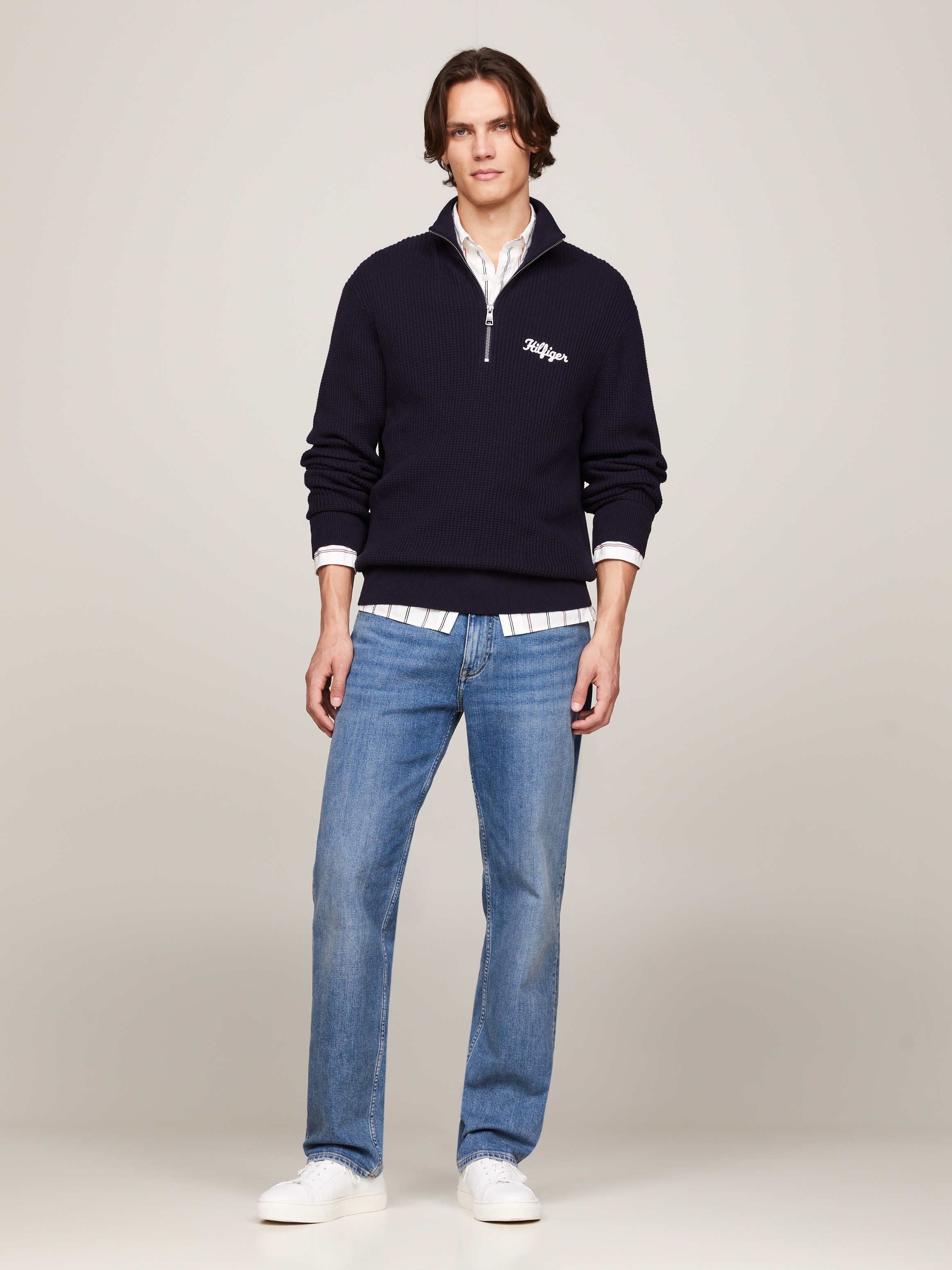 Tommy Hilfiger Rundhalspullover »HILFIGER GRAPHIC WAFFLE ZIP MOCK«