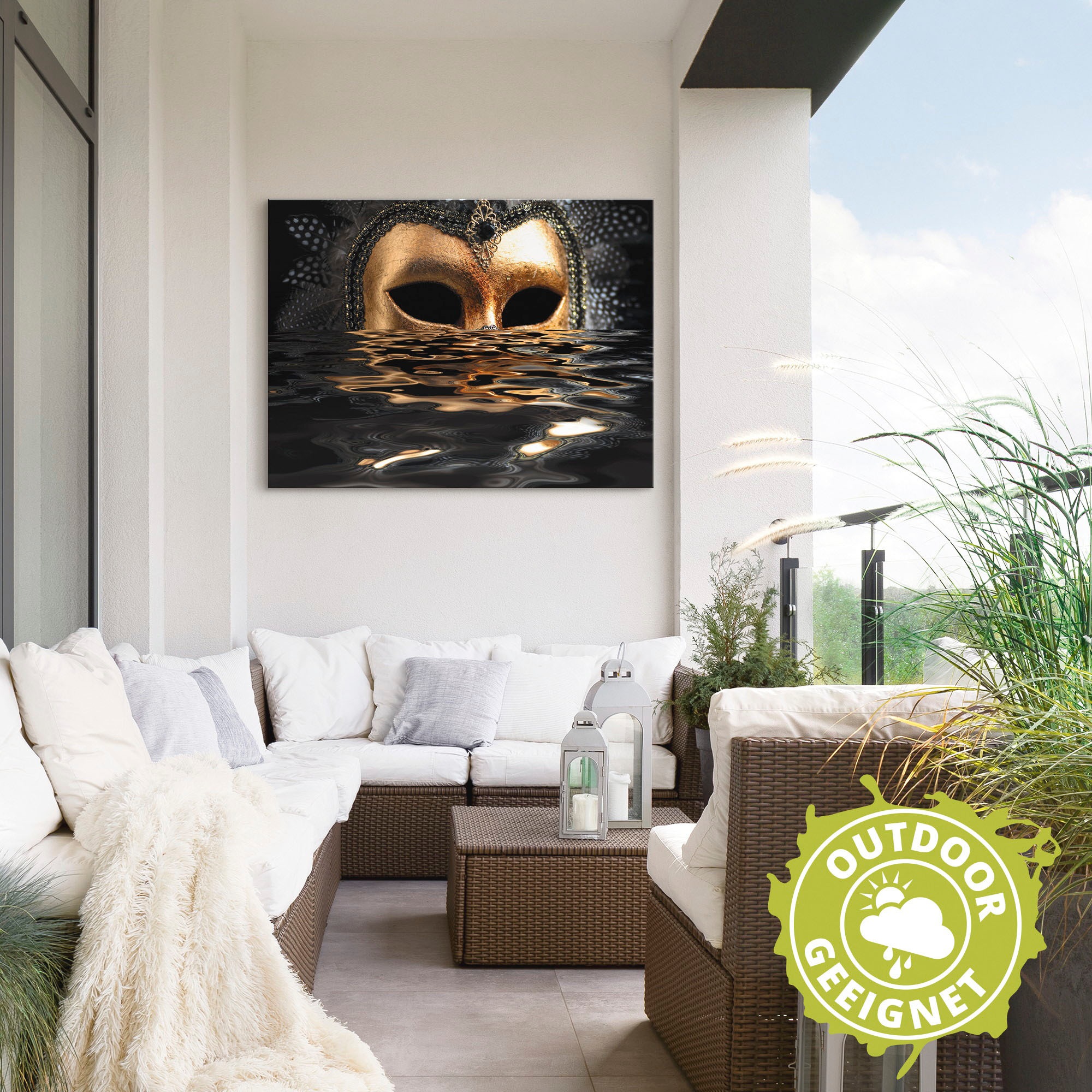 Artland Wandbild »Venezianische Maske mit Blattgold«, Karneval, (1 St.), als Alubild, Outdoorbild, Leinwandbild, Poster, Wandaufkleber