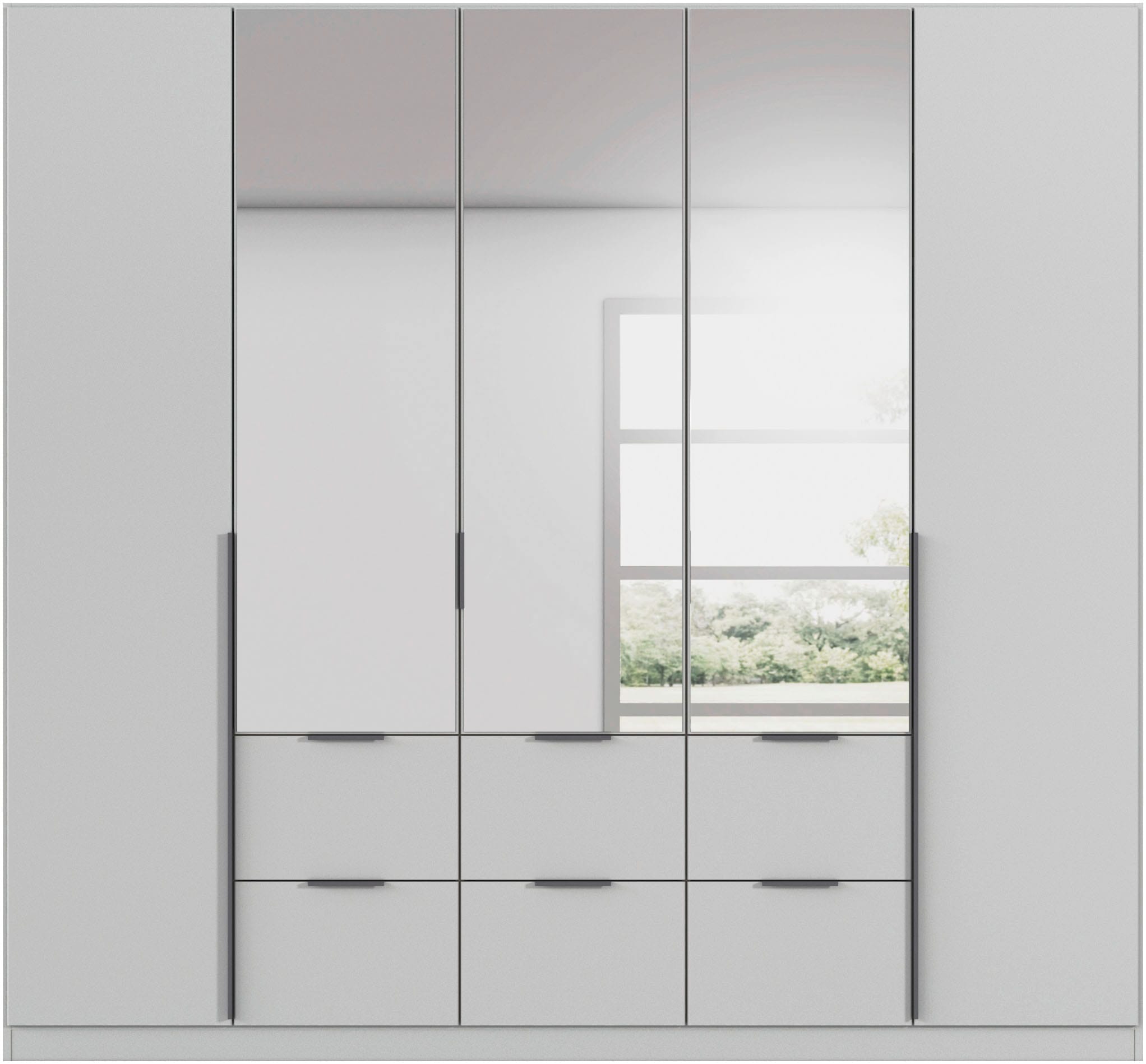 rauch Drehtürenschrank »Kleiderschrank Schrank Garderobe AGORDO mit Dekor- oder Hochglanzfront«, (in zwei Griff-Farben mit Dekor- oder Hochglanzfront), mit Außenschubkästen, in 6 Breiten und 2 Höhen MADE IN GERMANY