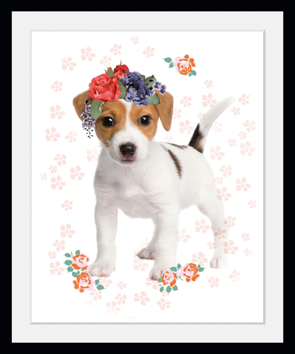queence Bild »Hund mit Blumenkranz«, (1 St.), HD Premium Poster-Druck inkl. günstig online kaufen
