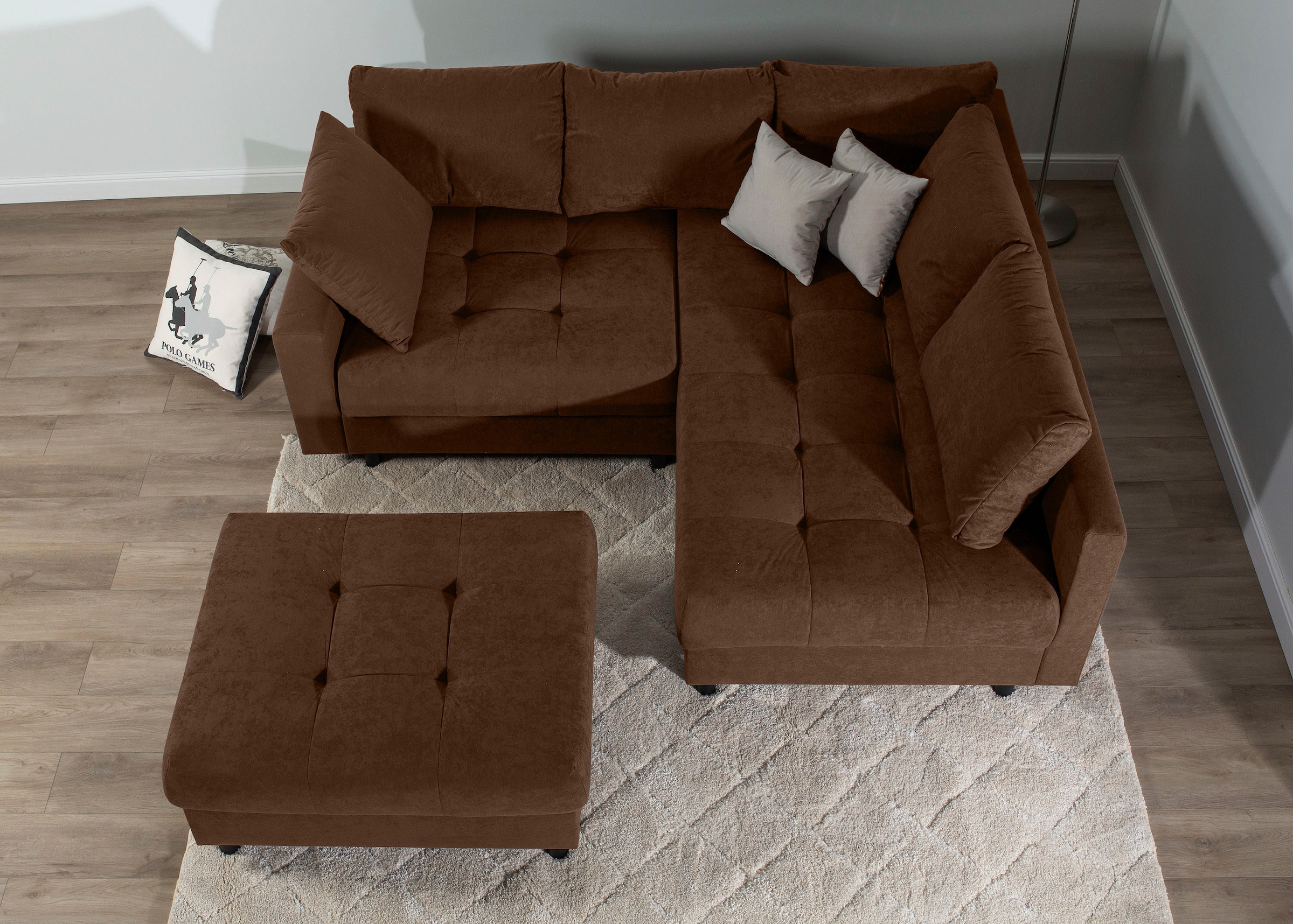 Home affaire Ecksofa »Toni L-Form«, Ottomane beidseitig montierbar, Federkern-Polsterung