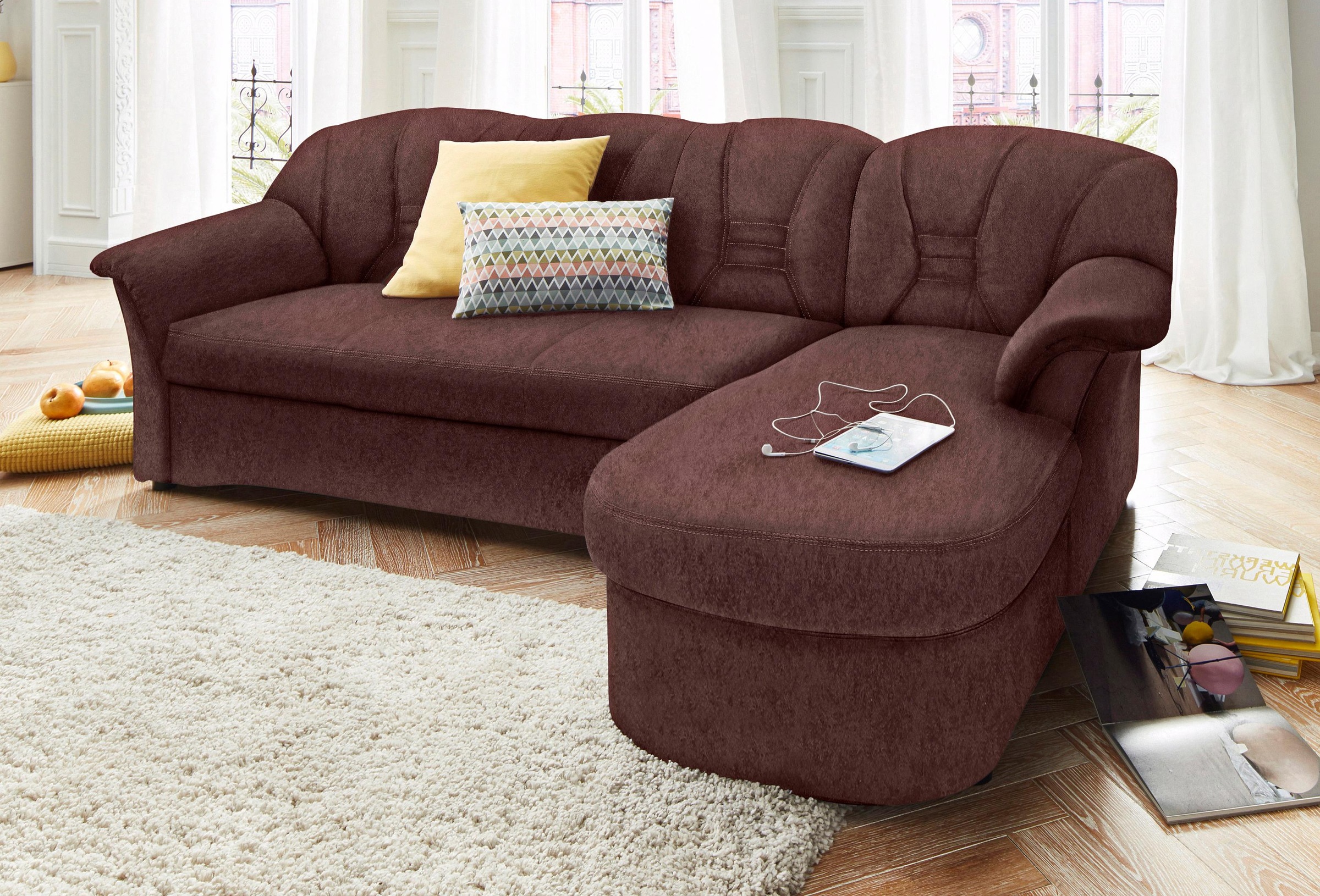 DOMO collection Ecksofa »Elva, zeitloses Design, elegante Rückensteppung, B günstig online kaufen