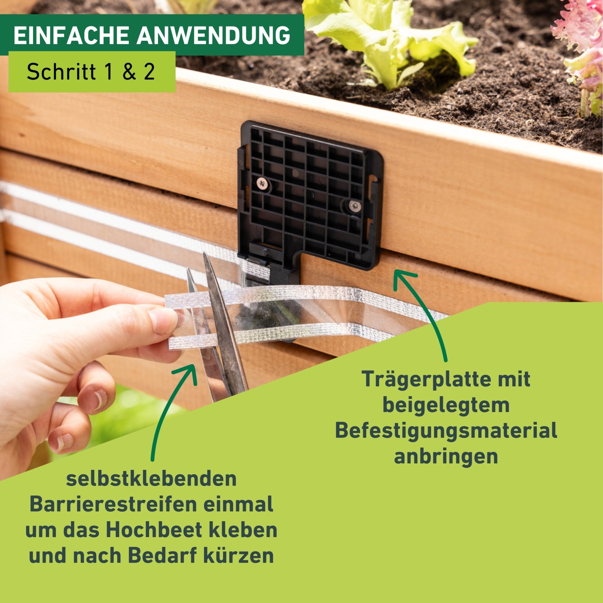 Windhager Schneckenkante »elektrisch inkl. 10 m Barrierestreifen, Schneckenabwehr e-FENCE« für Hochbeete, Schneckenband selbsklebend