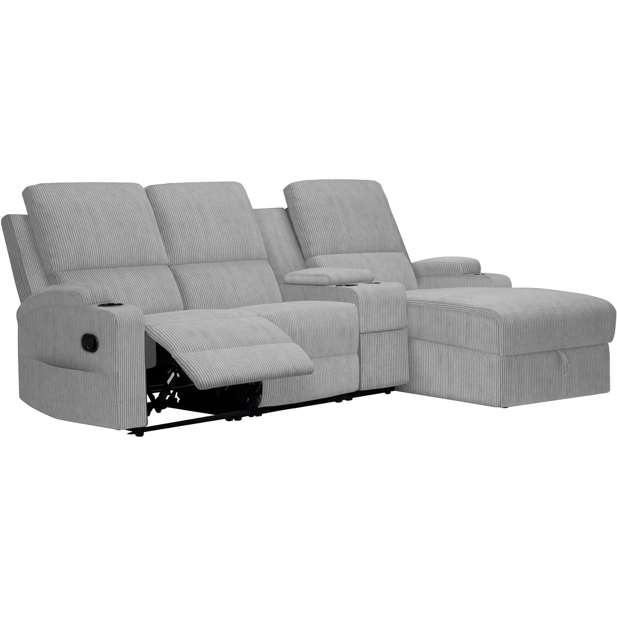 Home affaire Ecksofa »NAPORI Multimediasofa, 3er Kinosessel XXL, L-Form, Cord«, Kinosofa mit Relaxfunktion, Getränkehalter, Staufach und Staukasten