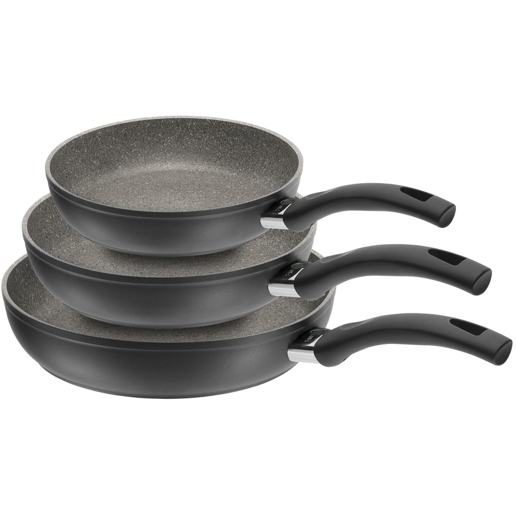 BALLARINI Pfannen-Set »Bari Granitum«, Aluminium, (Set, 3 tlg., 1x Bratpfanne Ø 20 cm, 1x Bratpfanne Ø 24 cm, 1x Bratpfanne Ø 28 cm), Induktion