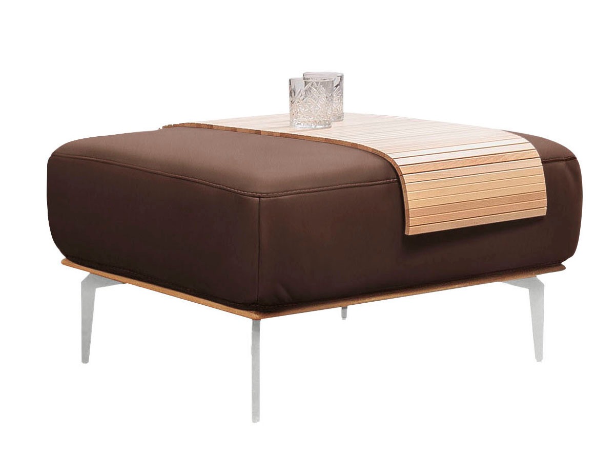 W.SCHILLIG Polsterhocker »run«, mit elegantem Holzsockel, Füße in Chrom glänzend, Breite 75 cm