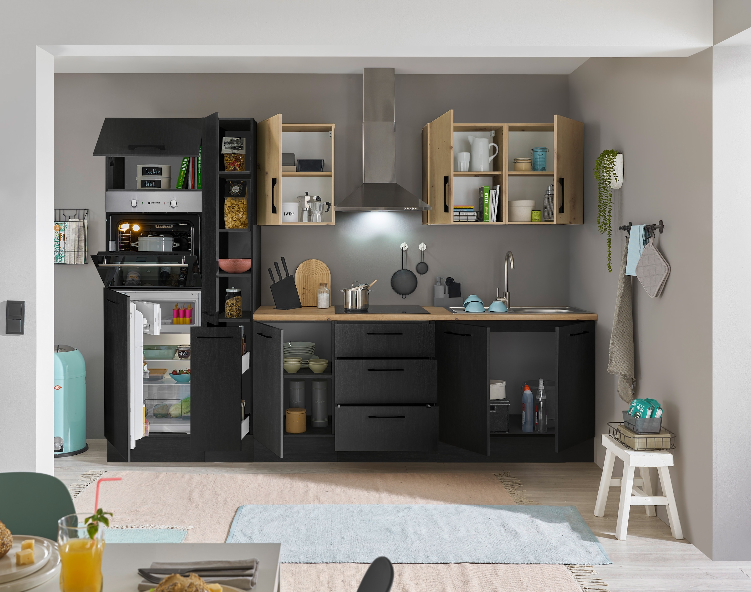 BASIC by Balculina Küchenzeile »Turin«, Breite 300 cm, wahlweise mit E-Geräten