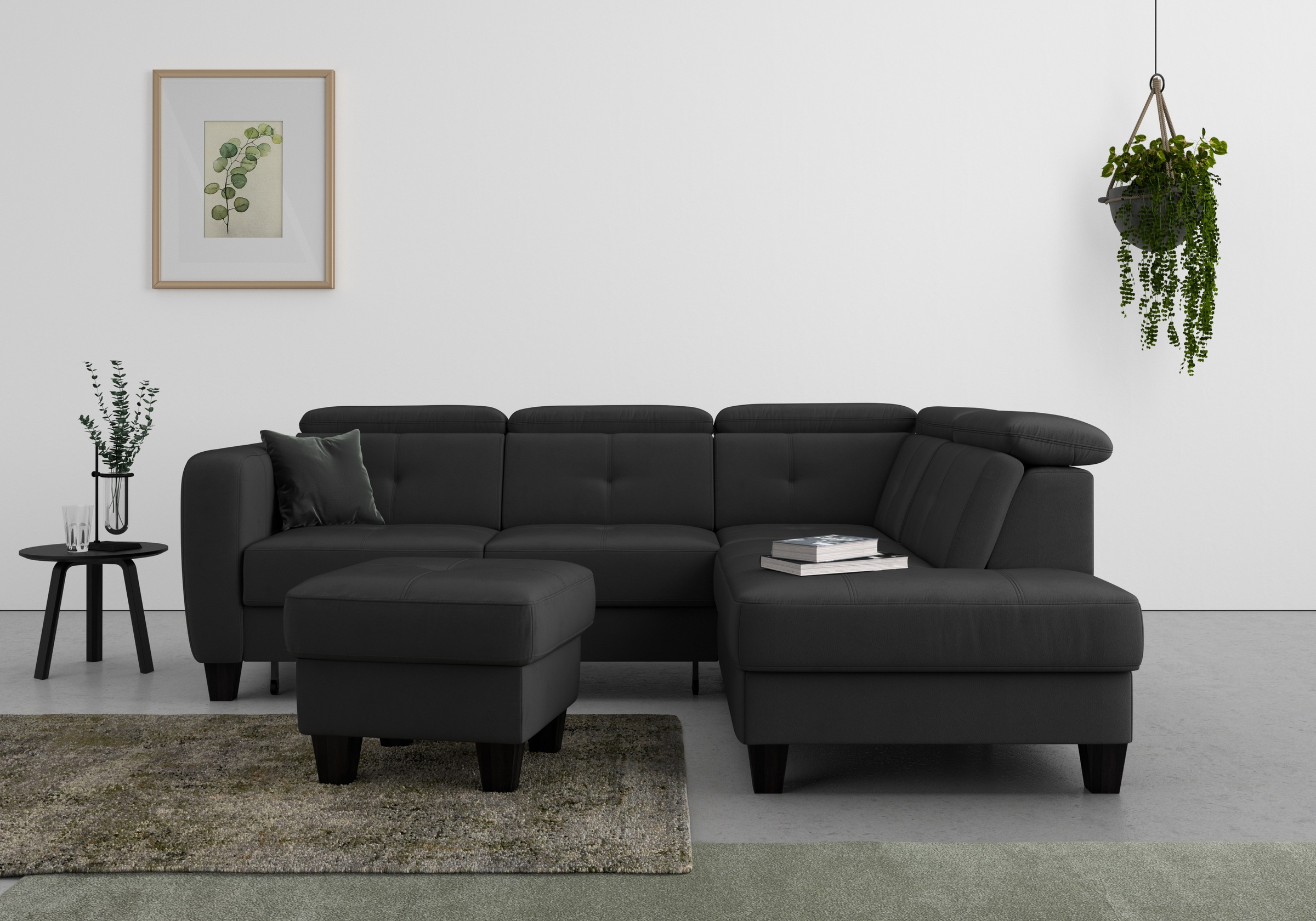 sit&more Ecksofa »Belluci L-Form«, inklusive Federkern, wahlweise mit Bettfunktion und Bettkasten
