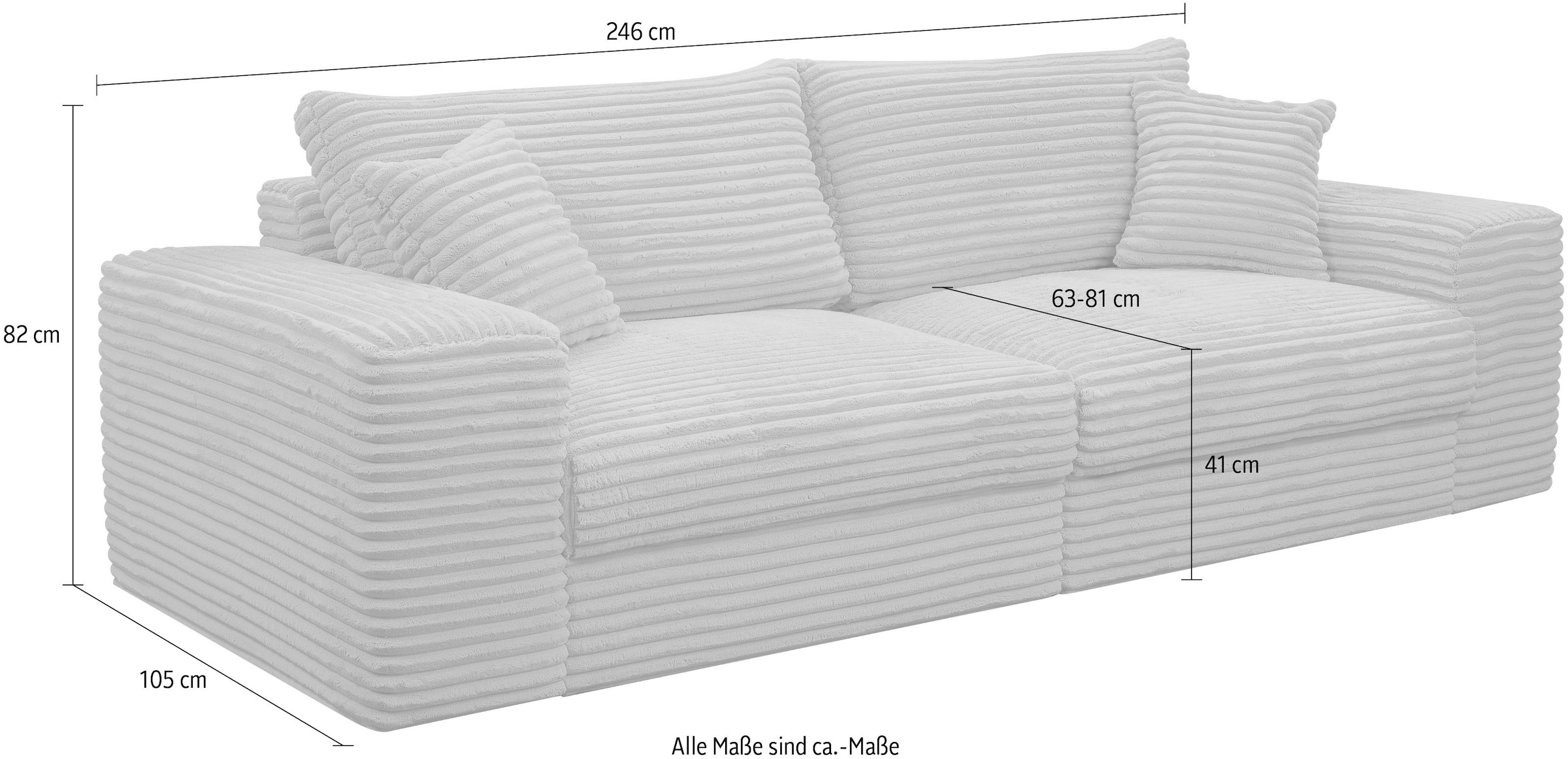 WERK2 Big-Sofa »Rozzana mit viel Platz und aktuellen Bezugsvarianten«, mit losen Rückenkissen