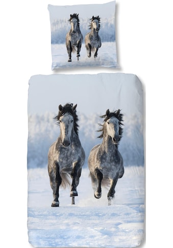 good morning Bettwäsche »Snowhorses«, (2 tlg.), mit Pferde Motiv kaufen