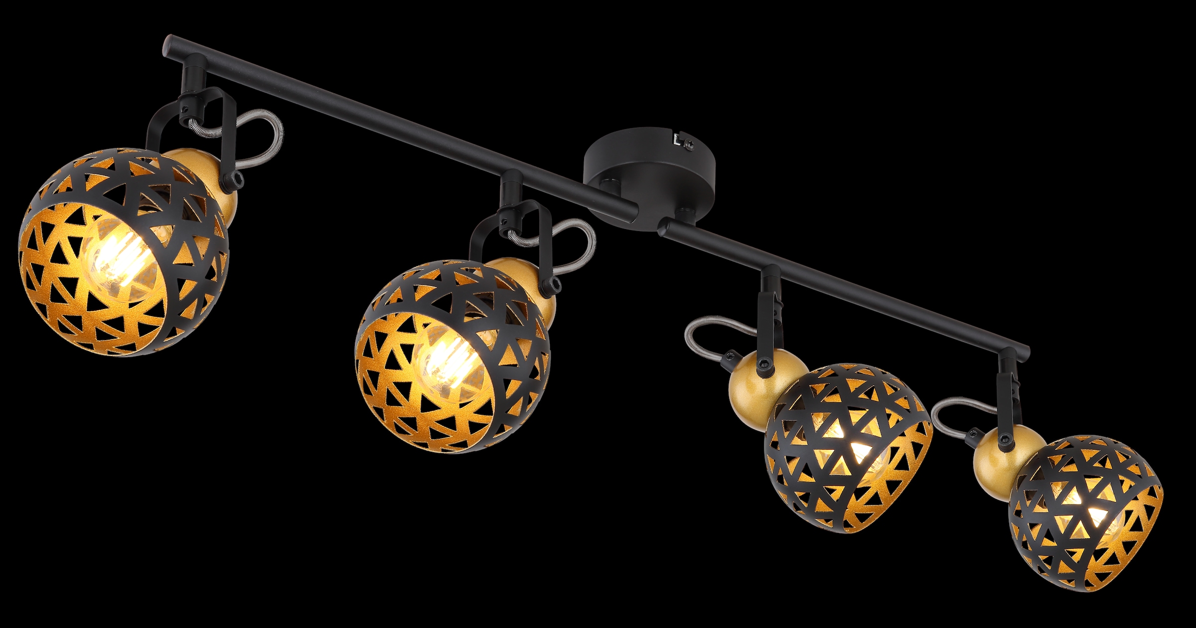 GLOBO LIGHTING Deckenspot »SARRA« E14 1 Stk. Schwarzer Strahler mit Golddekor und Lebensblume-Muster