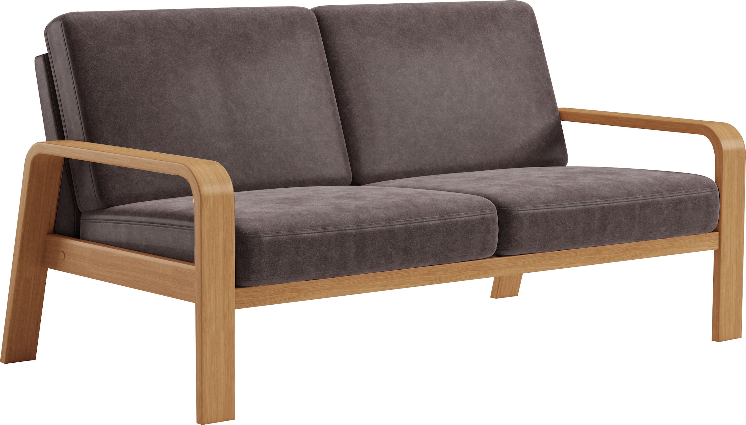 sit&more 2,5-Sitzer »Kolding«, Armlehnen aus eichefarbigem Buchenholz, verschiedene Bezüge und Farben
