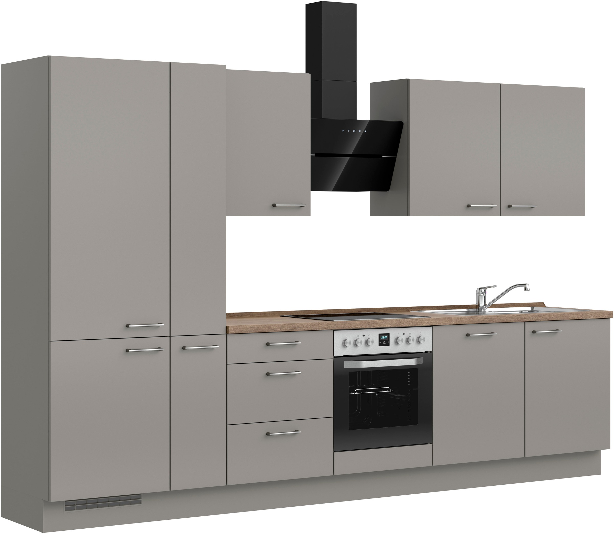 nobilia® Küchenzeile »"Laser II", Ausrichtung wählbar, Breite 330 cm«, vormontiert, wahlw. mit unterschiedlichen E-Geräten-Sets
