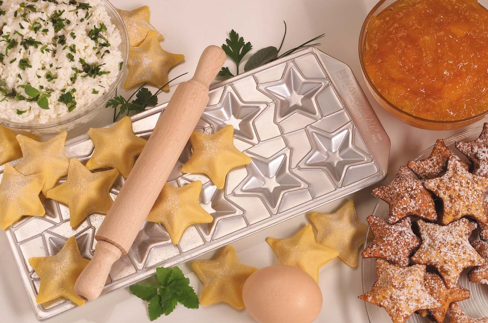imperia Ravioliform für 10 "Ravioli Stelline", inkl. Teigrolle, Aluminium