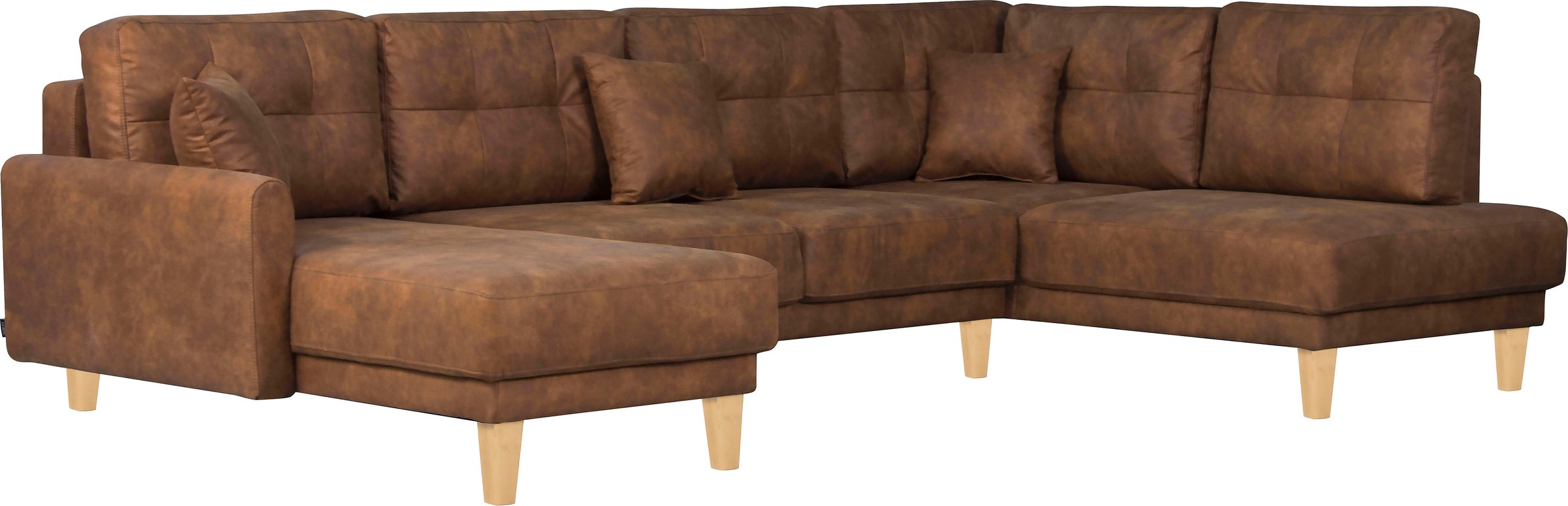Home affaire Wohnlandschaft »TRIPLO U-Form wahlweise mit Schlaffunktion, B/T/H: 310/192/90 cm«, Schlafsofa, auch mit Bettkasten, Steppung im Rückenkissen