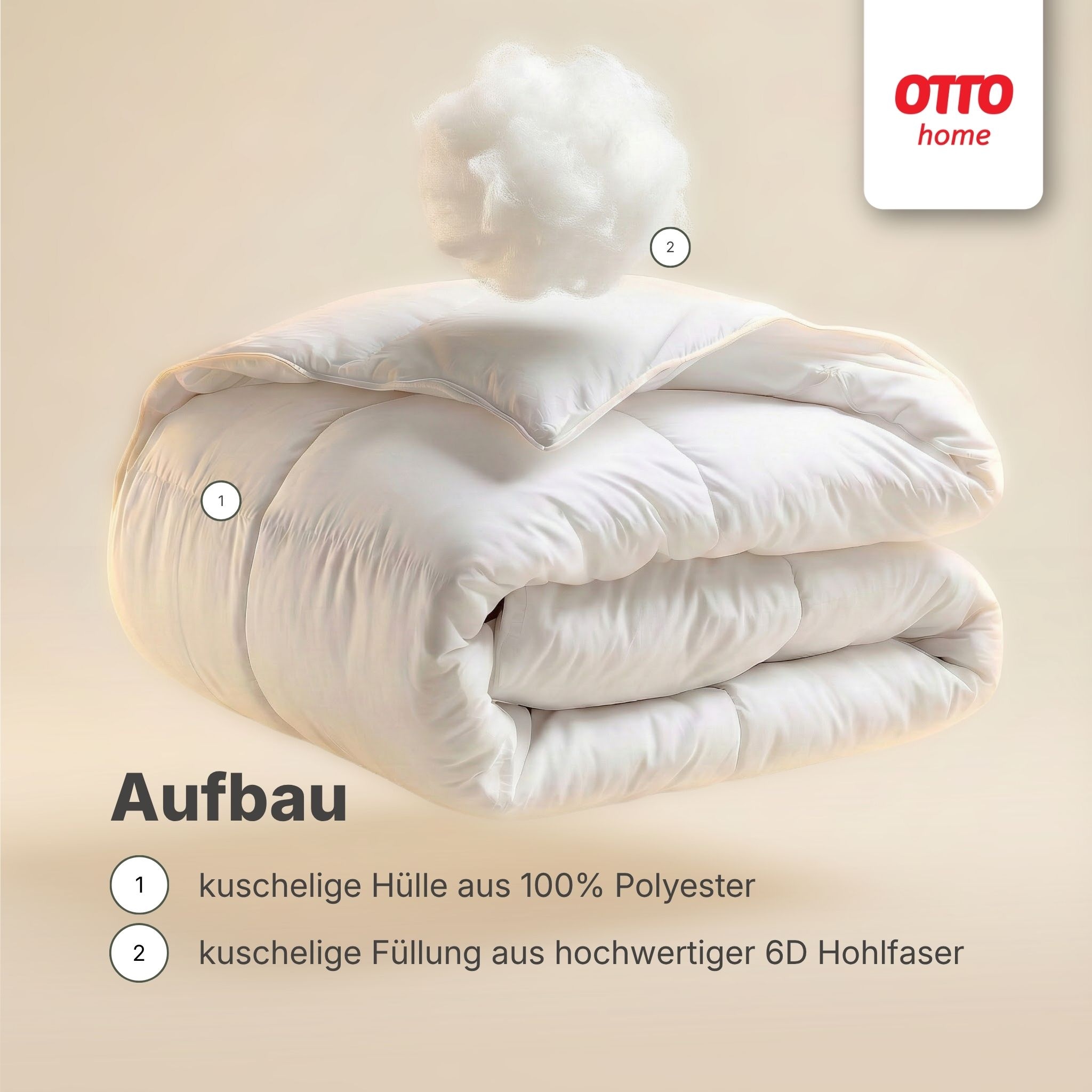 OTTO home Microfaserbettdecke »Baca, Bettdecke 135x200 cm, 155x220 cm und weitere Größen« leicht Füllung aushochwertiger6D-Hohlfaser Bezug Polyester 1 Stk. tlg. Bettdecken, Sommer, Winter, 4-Jahreszeiten, Decke