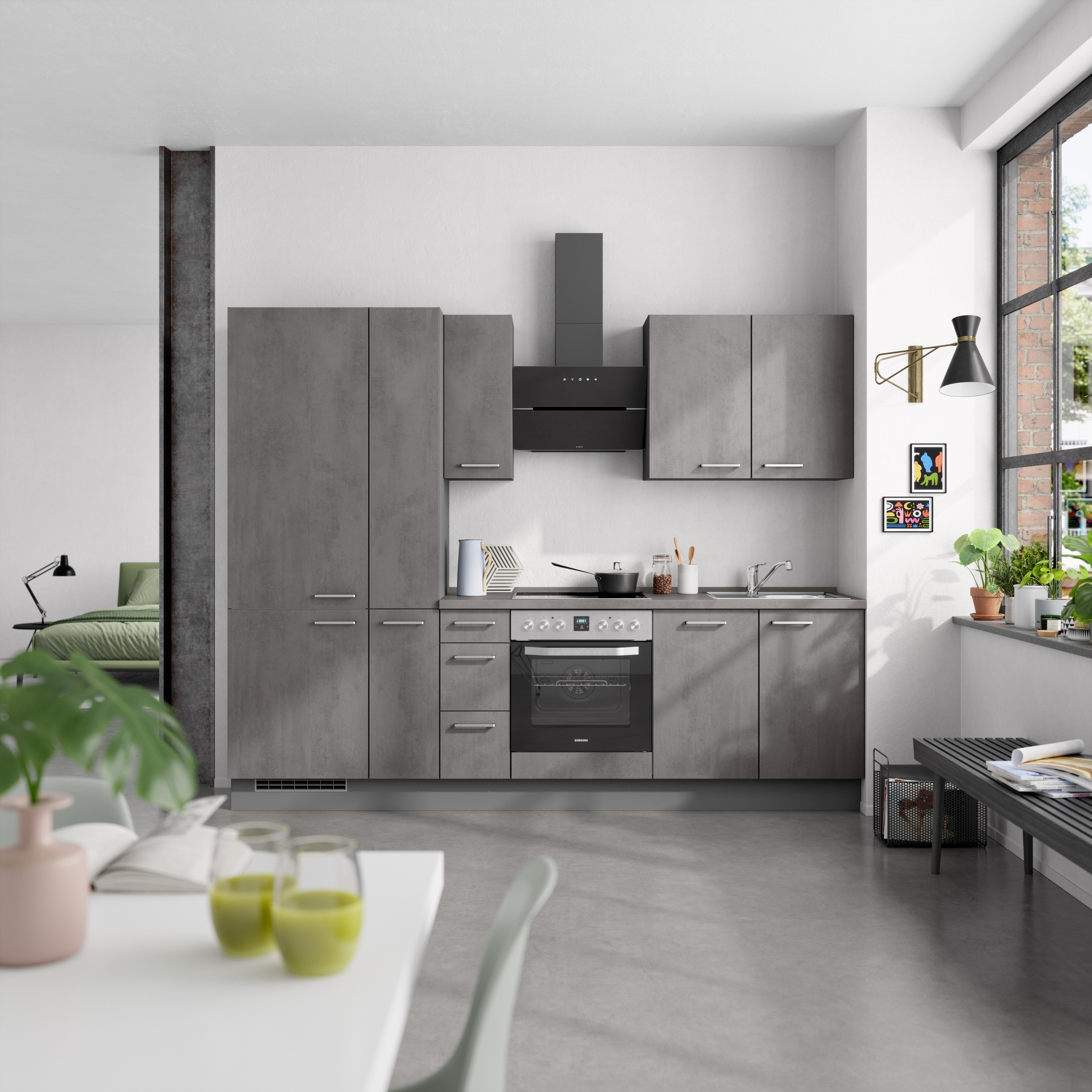 nobilia® Küchenzeile »"Riva II"« vormontiert, Ausrichtung wählbar, Breite 270 cm, wahlw. mit E-Geräten