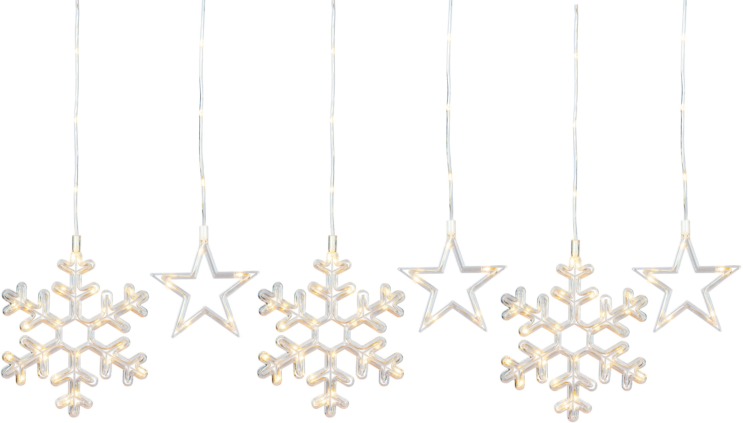 Star-Max LED-Lichtervorhang »Weihnachtsdeko aussen«, 200 St.-flammig, mit Sternen und Schneeflocken Motiven, 200 LEDs, In- und Outdoor