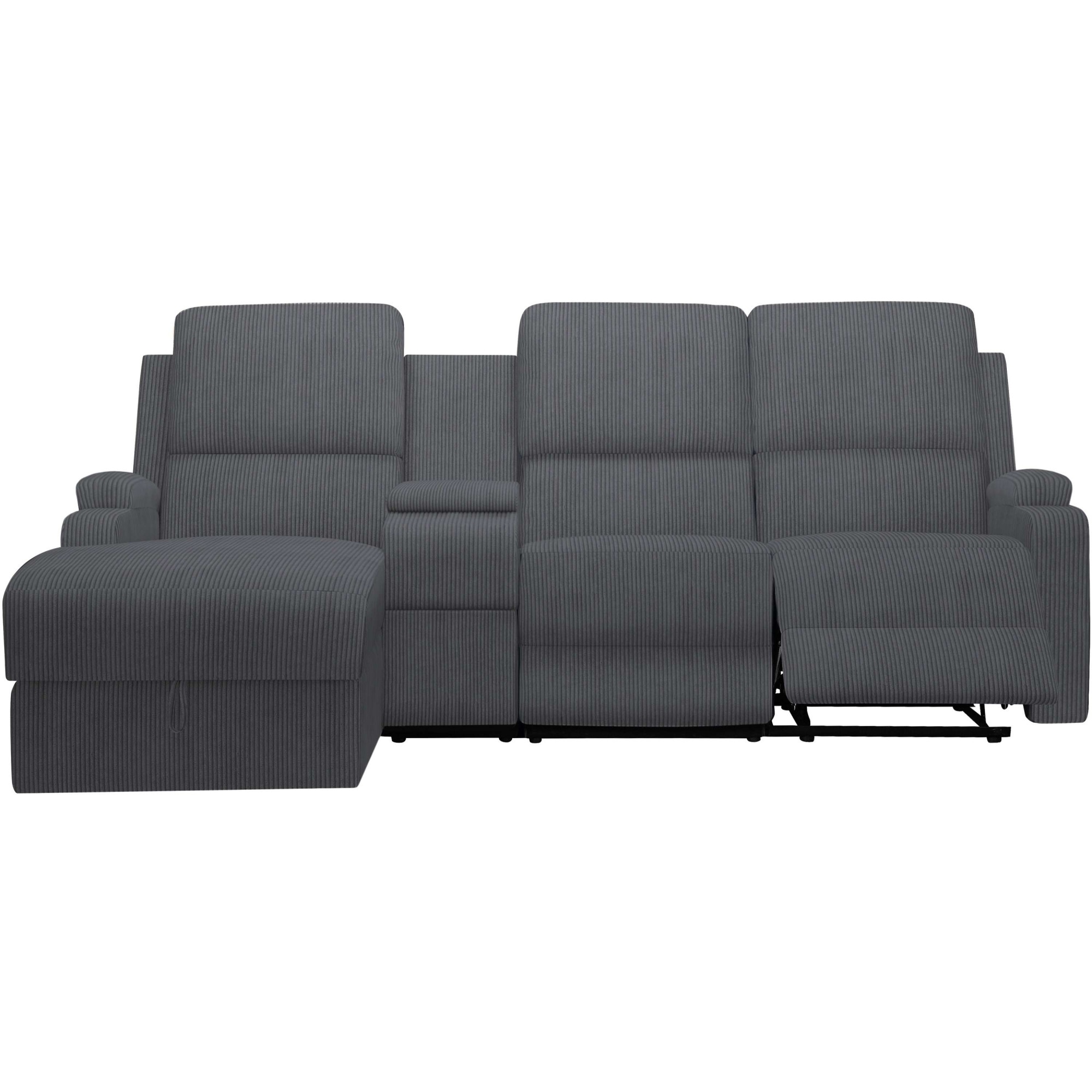 Home affaire Ecksofa »NAPORI Multimediasofa, 3er Kinosessel XXL, L-Form, Cord«, Kinosofa mit Relaxfunktion, Getränkehalter, Staufach und Staukasten