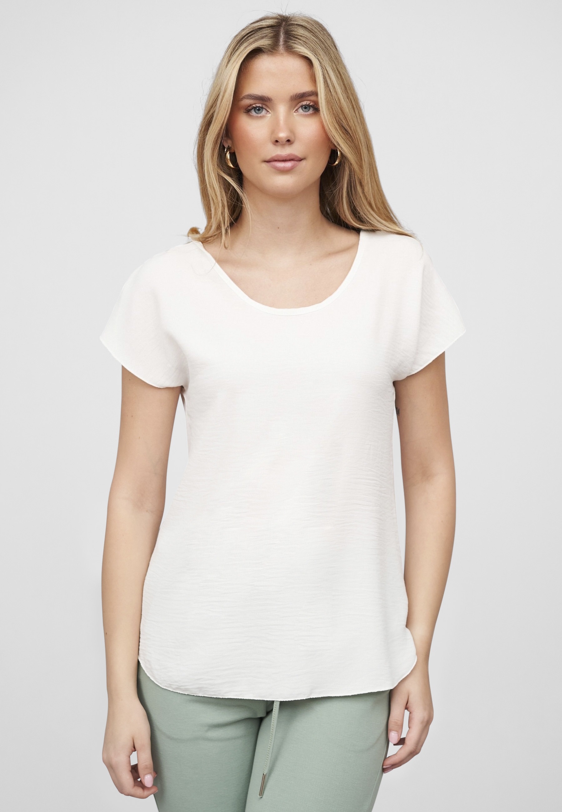 CLOUD 5IVE T-Shirt »CLOUD 5IVE Cloud5ive Damen Musselin Top mit Spitzenbesatz hinten« 1 Stk.