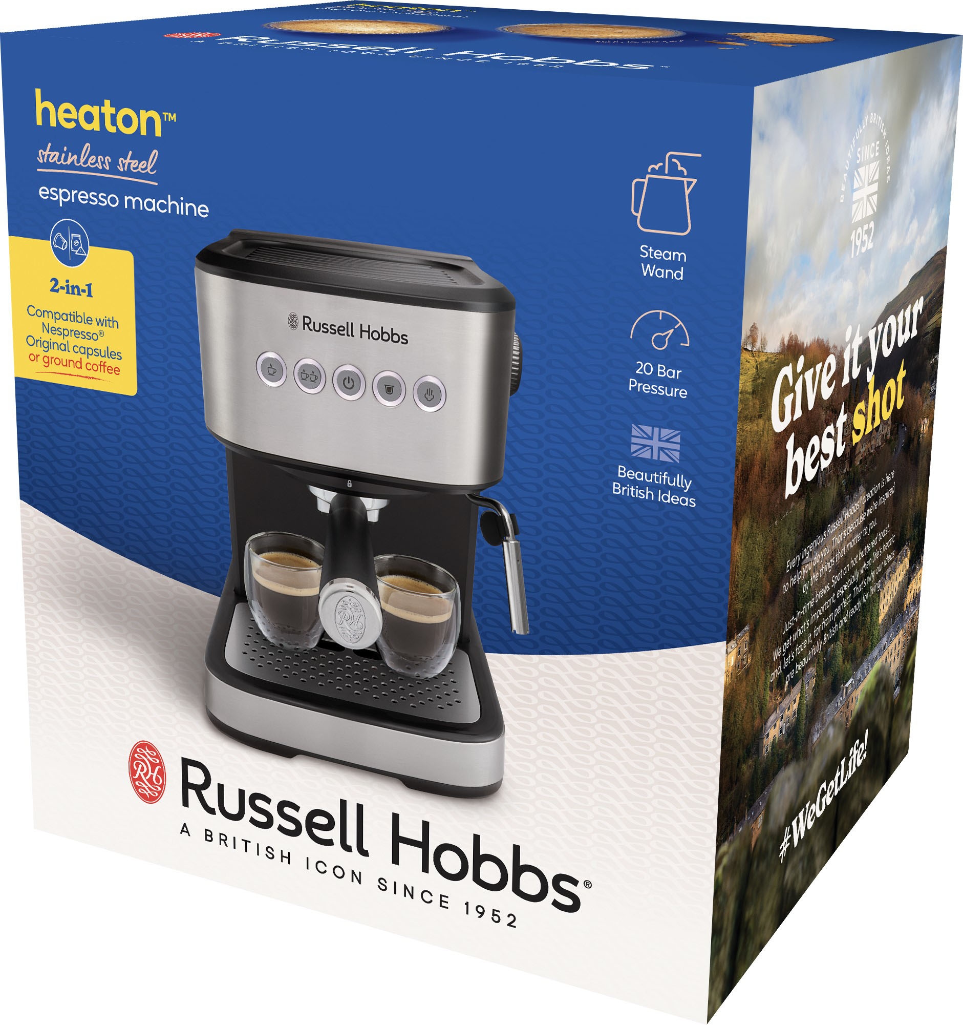 RUSSELL HOBBS Espressomaschine »Heaton 28700-56« 1.100 Watt, 1,5-l-Wassertank