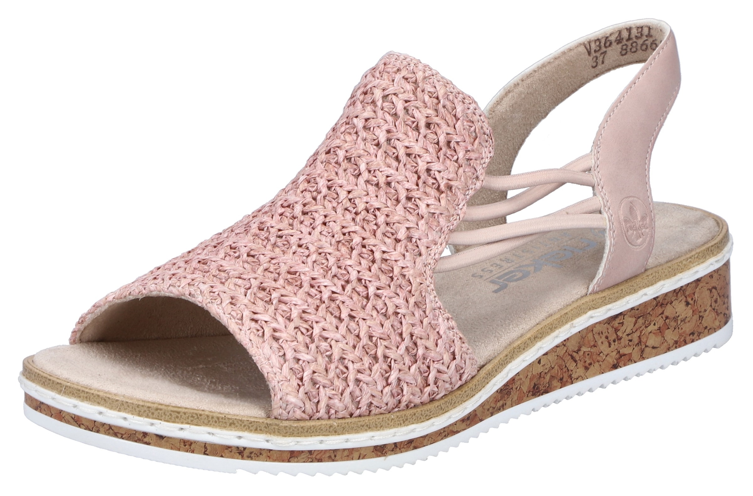 Rieker Sandale, Sommerschuh, Sandalette, Keilabsatz, mit seitlichen Gummizügen