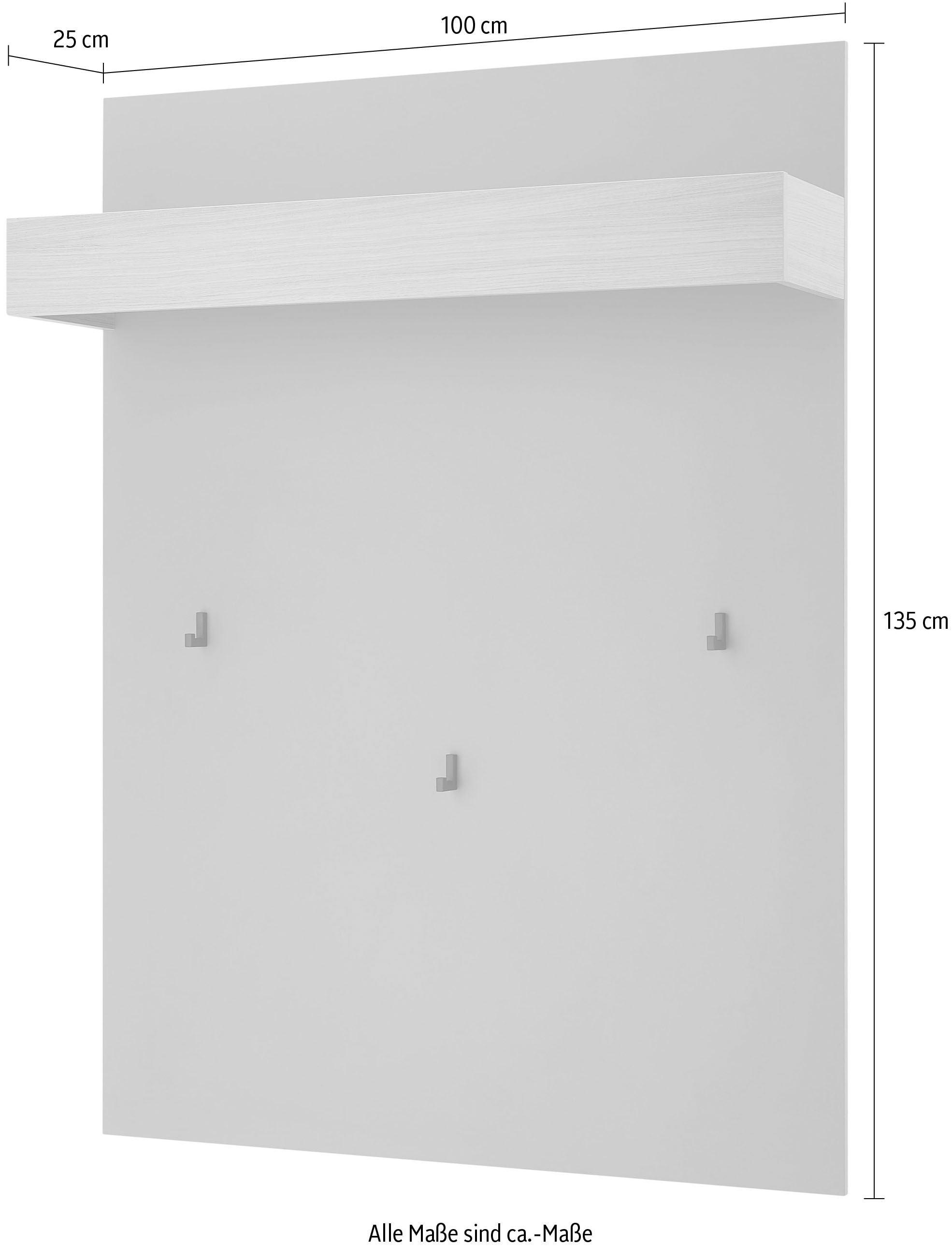 INOSIGN Garderobenpaneel »GiRON/CiTY, Wandregal in vier Farben, Flurgarderobe mit Hutablage«, mit Kleiderstange und Haken, 100 cm breit