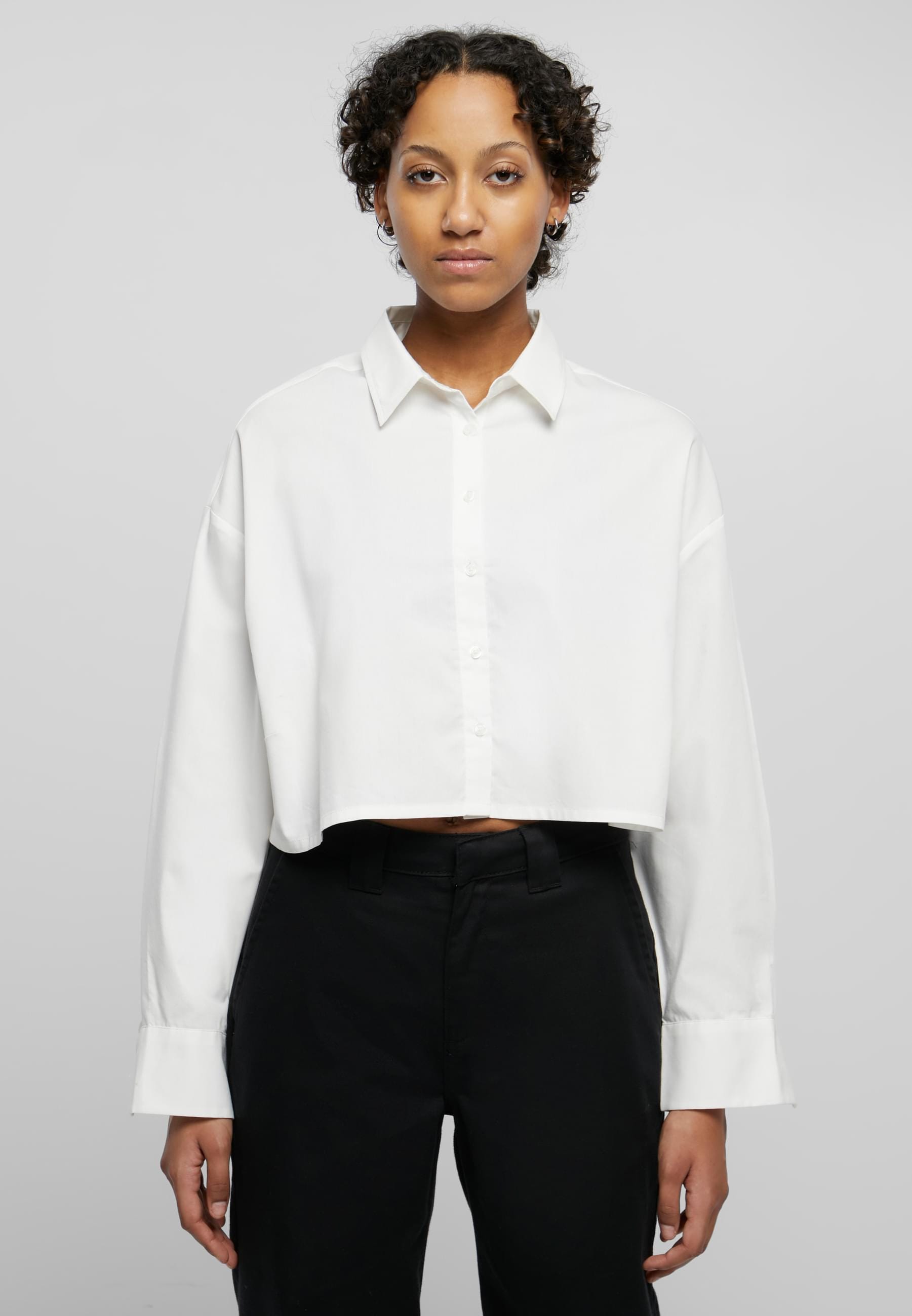 URBAN CLASSICS Klassische Bluse »Urban Classics Damen Ladies Cropped Oversized Blouse«