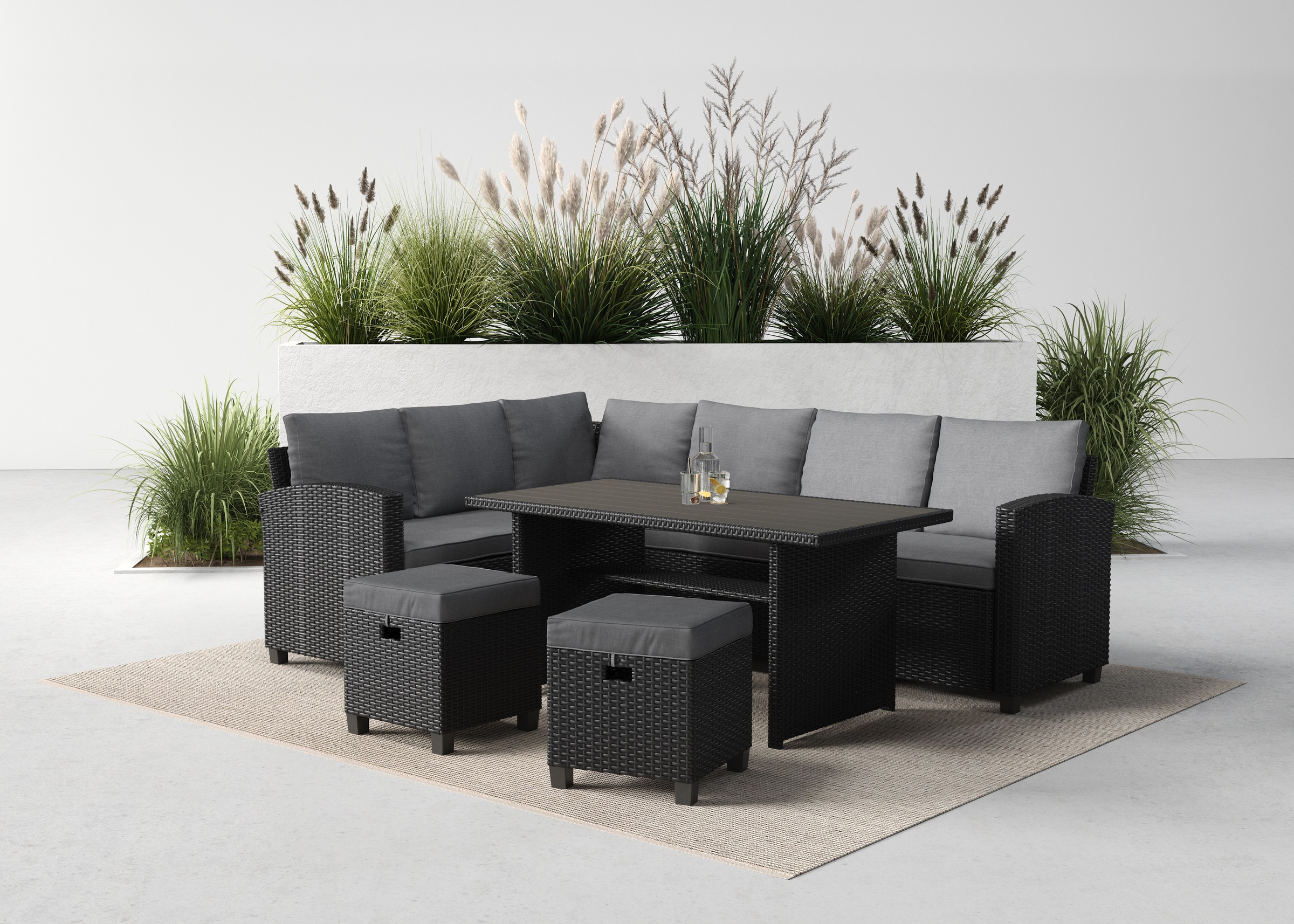 KONIFERA Gartenlounge-Set »Georgia« Set, 2x 3er Bank,, 2x Hocker, 1x Tisch günstig online kaufen