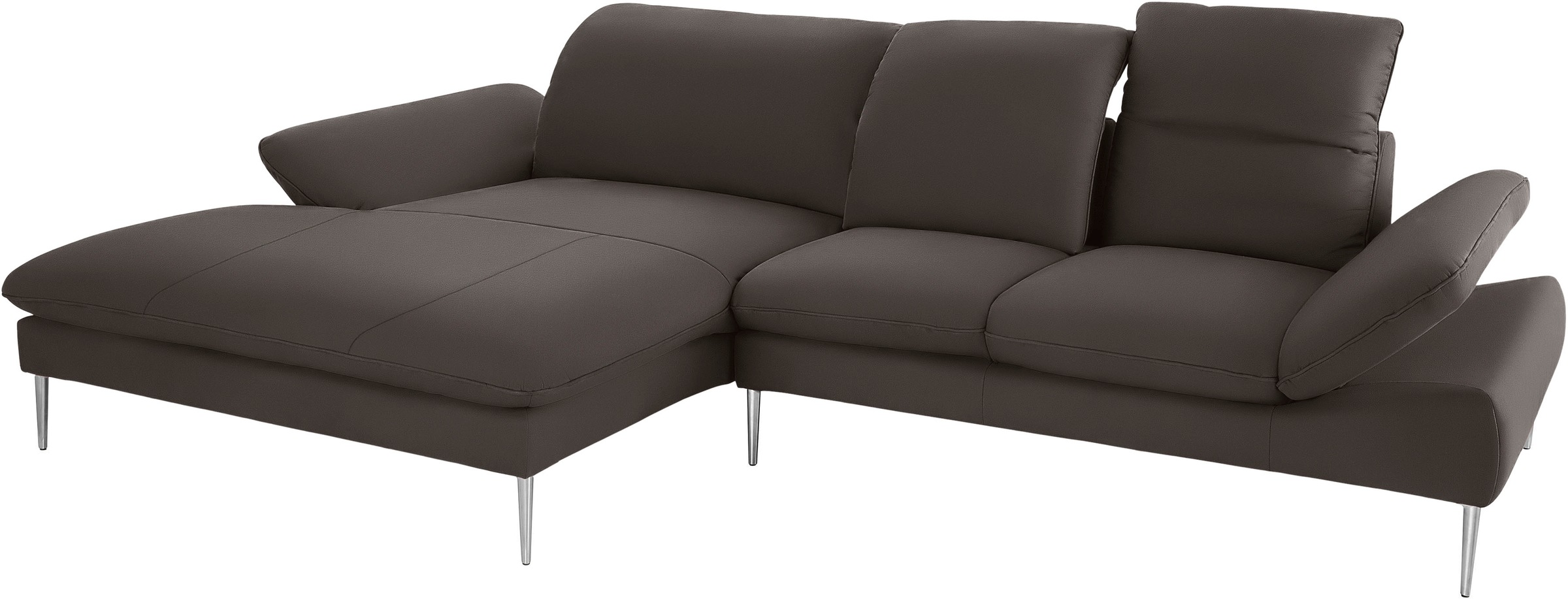 W.SCHILLIG Ecksofa »enjoy&MORE, Designsofa, elegant und bequem, L-Form«, mit Sitztiefenverstellung, Füße Chrom glänzend, Breite 310 cm