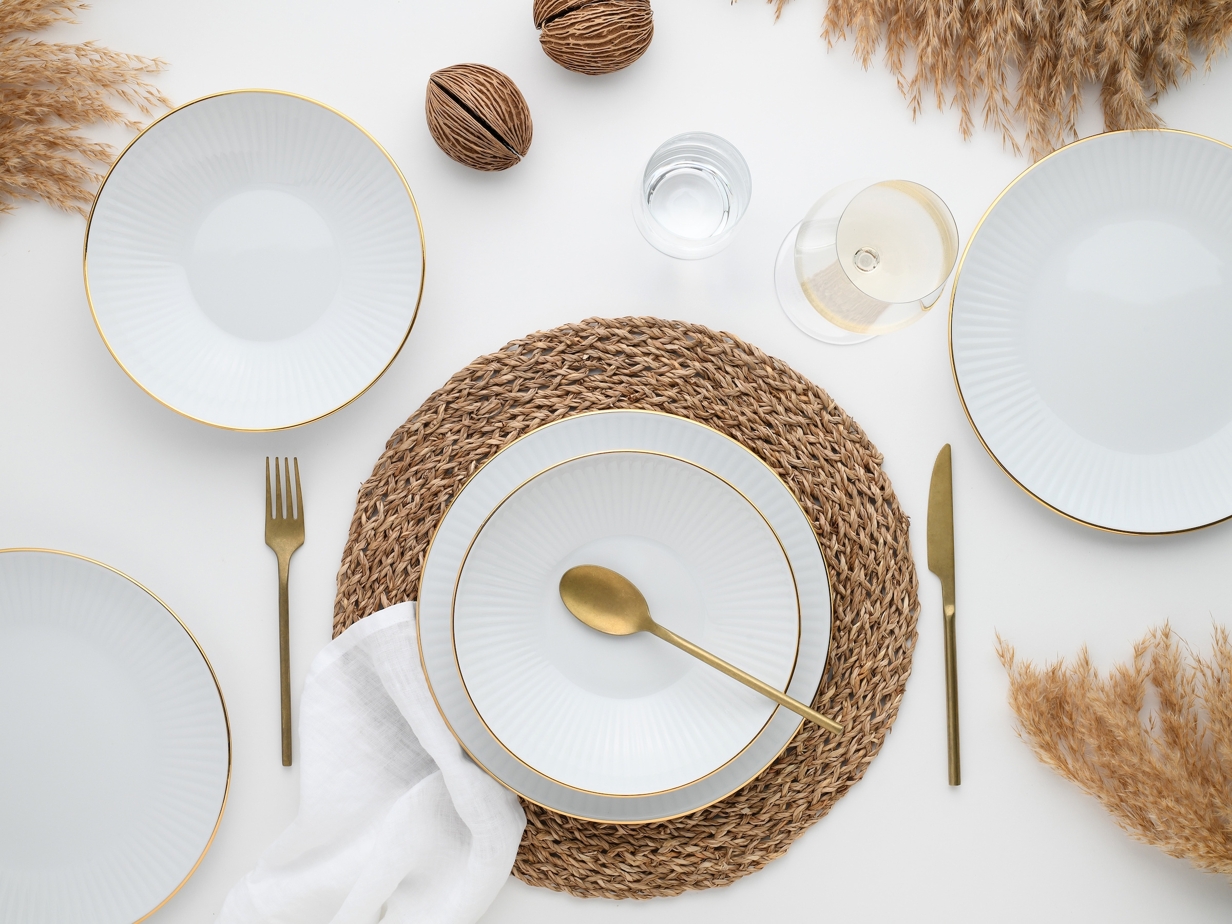 CreaTable Tafelservice »Valencia Gold, Tafel-Service 12-tlg«, (Set, 12 tlg.), Elegant, Goldrand