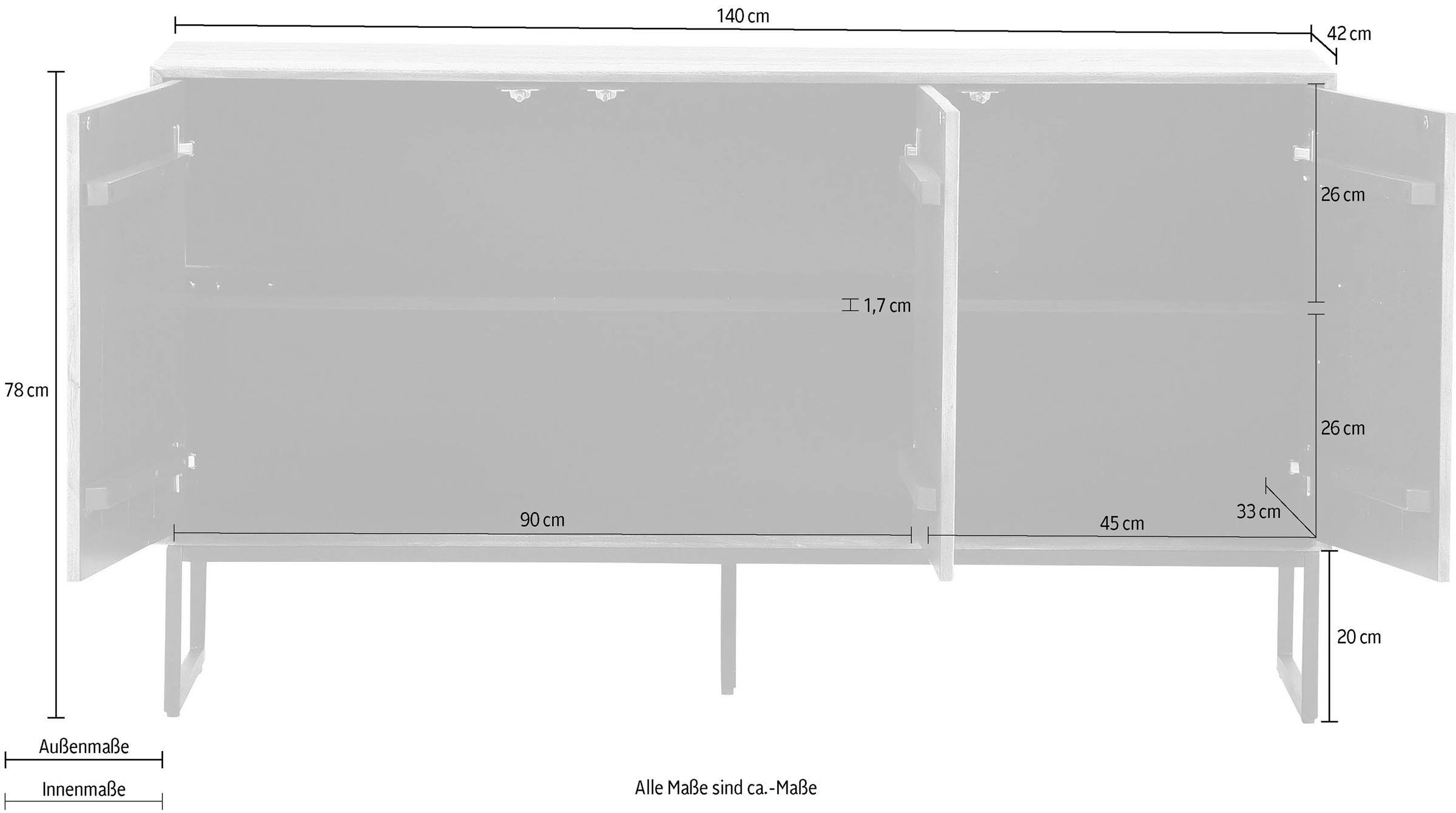 Gutmann Factory Sideboard, Kommode, Breite 140 cm