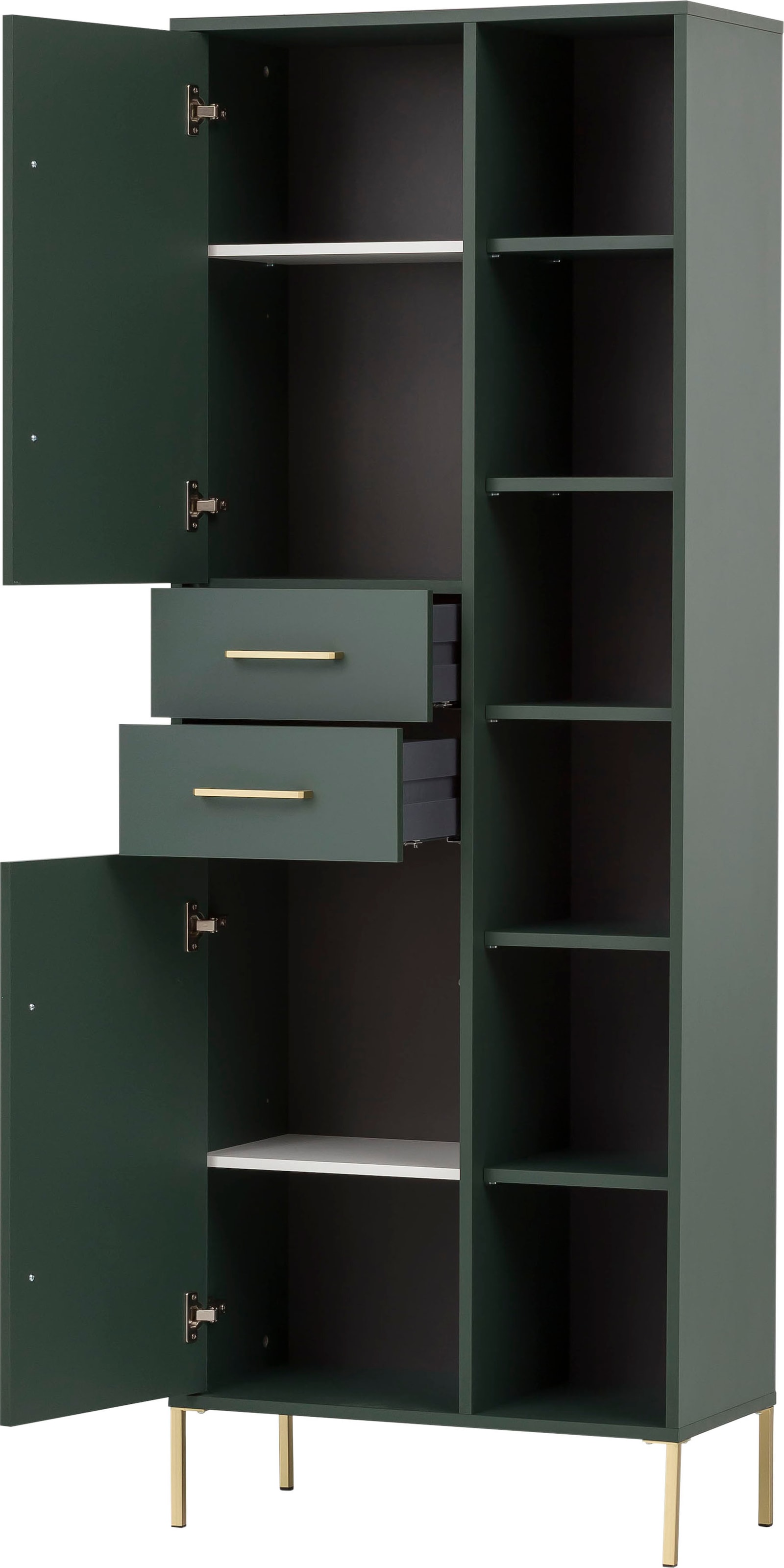 welltime Hochschrank »Kent mit goldfarbenen Griffen« Breite 67,1 cm, made in Germany