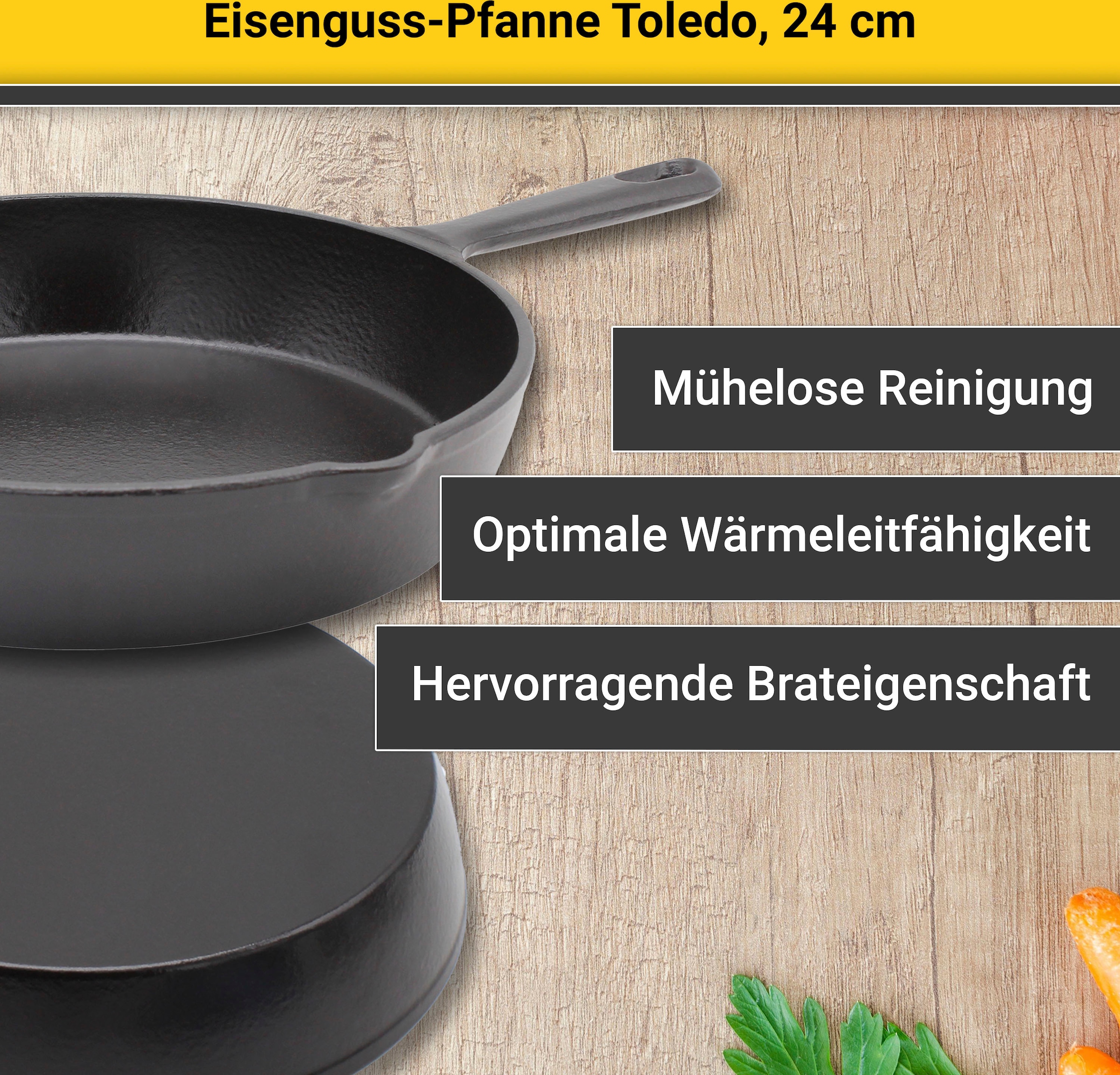 Krüger Bratpfanne »Einsenguss Pfanne TOLEDO«, Gusseisen, (1 tlg.), für Induktions-Kochfelder geeignet
