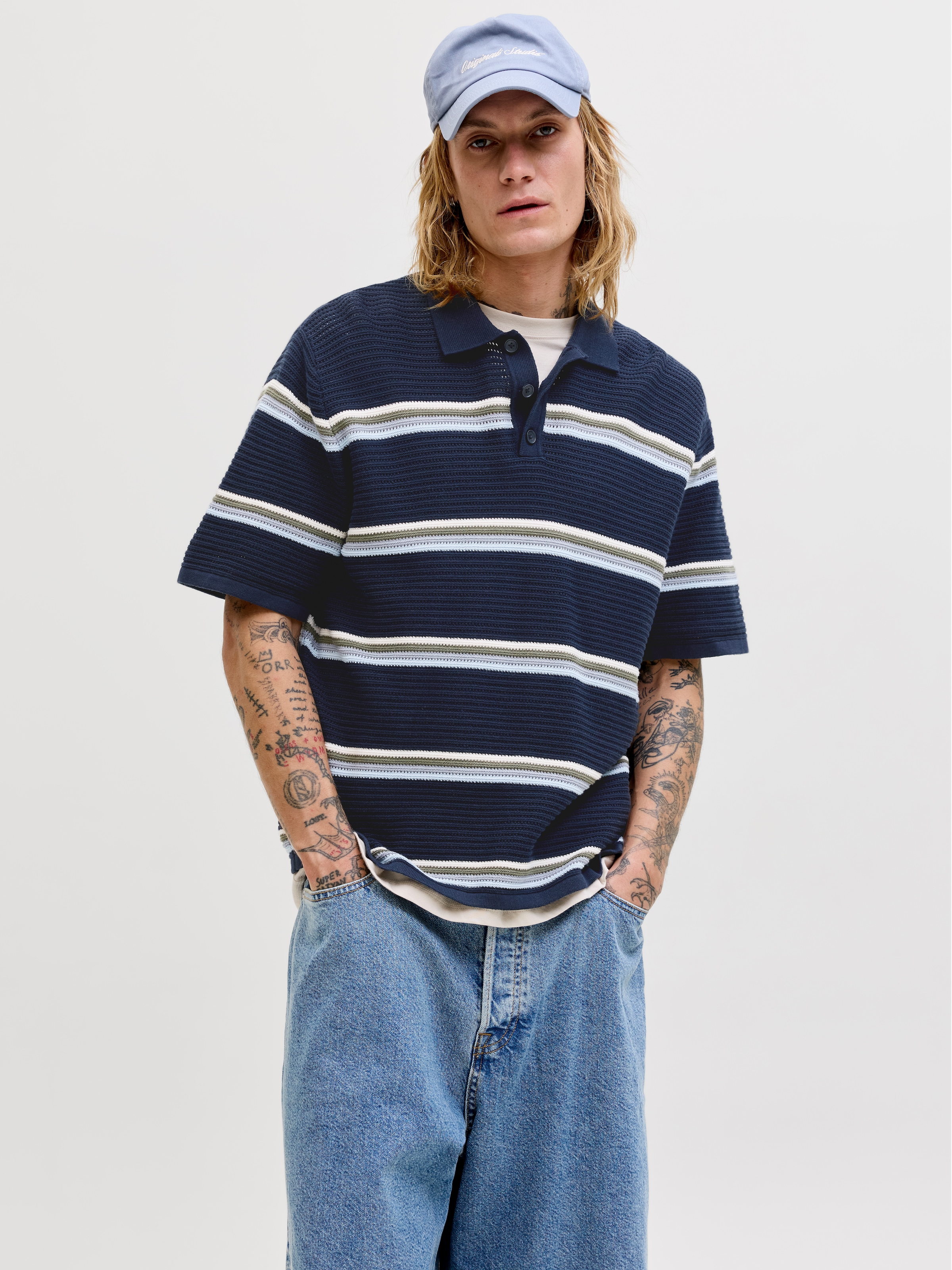Jack & Jones Polokragenpullover »JORMAINE KNIT STRIPE POLO SN« Baumwolle, relaxed fit