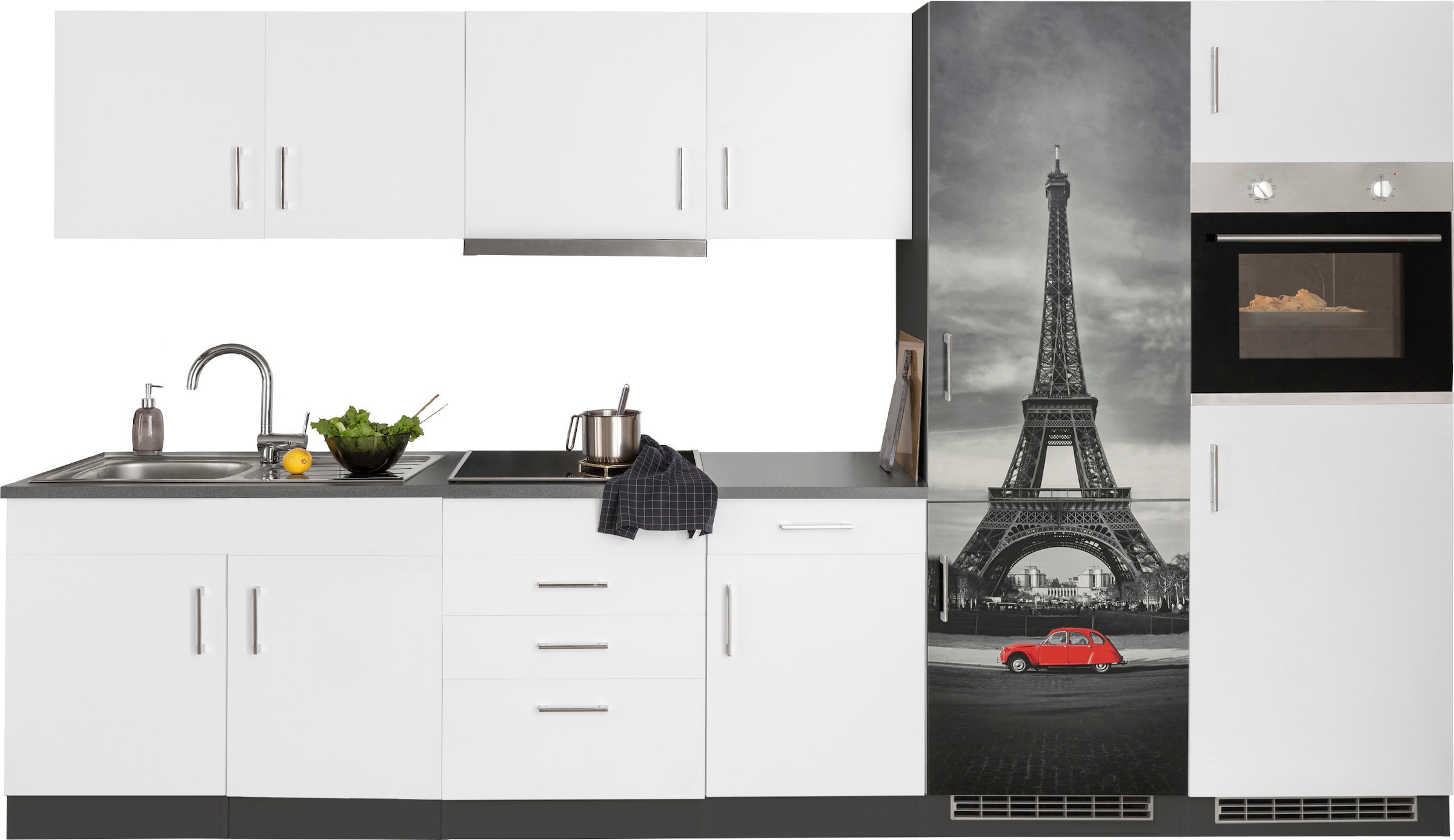 HELD MÖBEL Küchenzeile »Paris«, Breite 330 cm, mit großer Kühl-Gefrierkombination