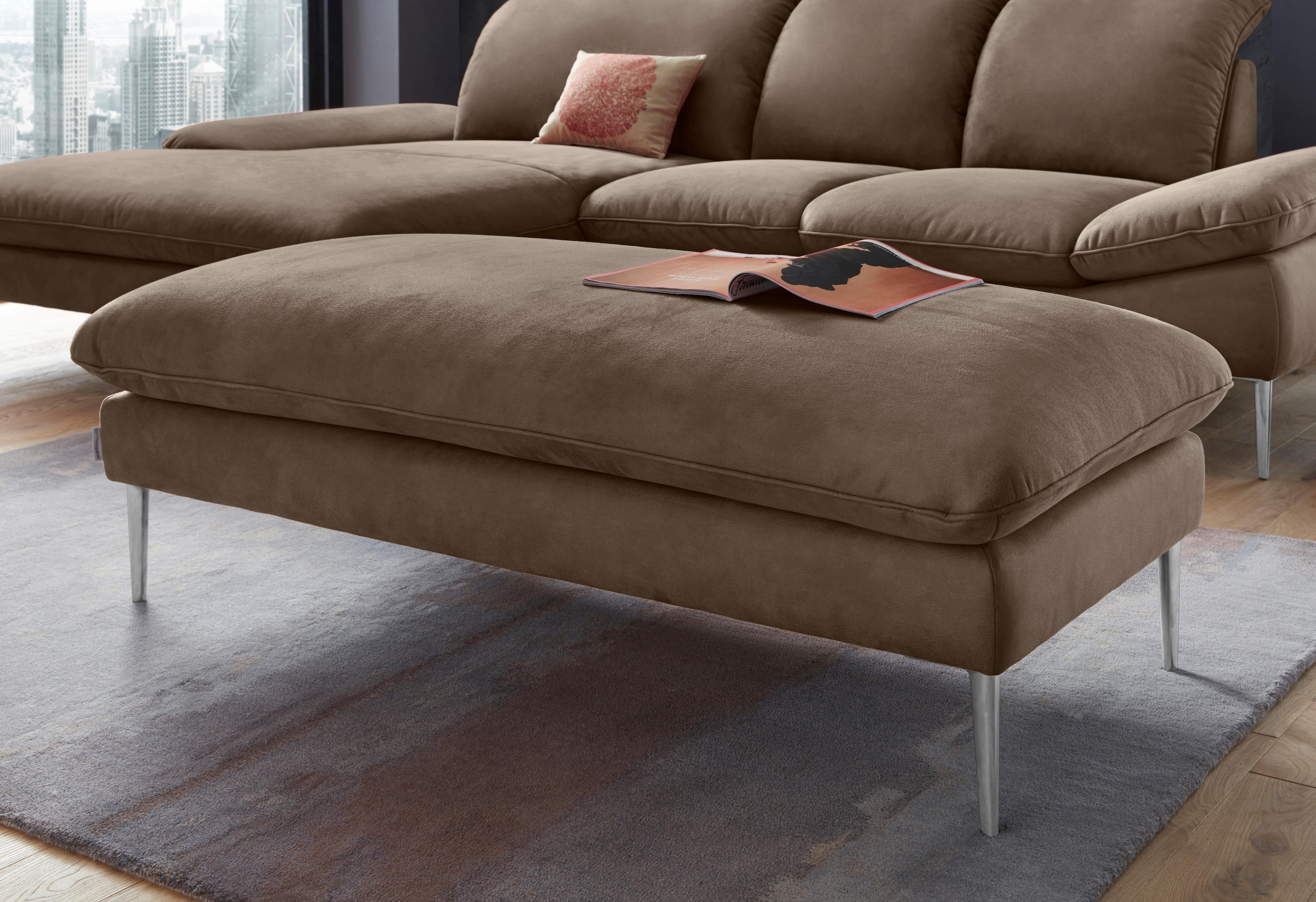 W.SCHILLIG Hocker "enjoy&MORE" Füße Chrom glänzend, Breite 151 cm günstig online kaufen