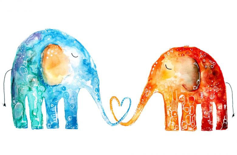 Wall-Art Wandtattoo »Lebensfreude Elefantenliebe«, (1 St.), selbstklebend, günstig online kaufen