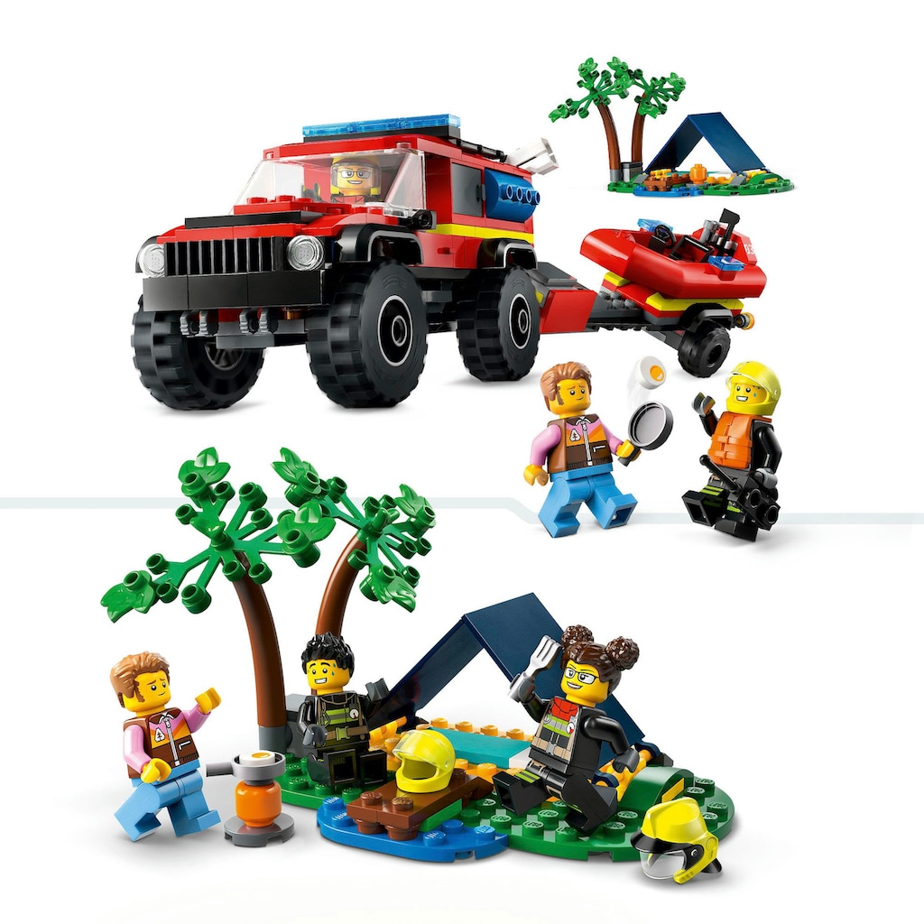 LEGO® Konstruktionsspielsteine »Feuerwehrgeländewagen mit Rettungsboot (60412), LEGO City«, (301 St.)