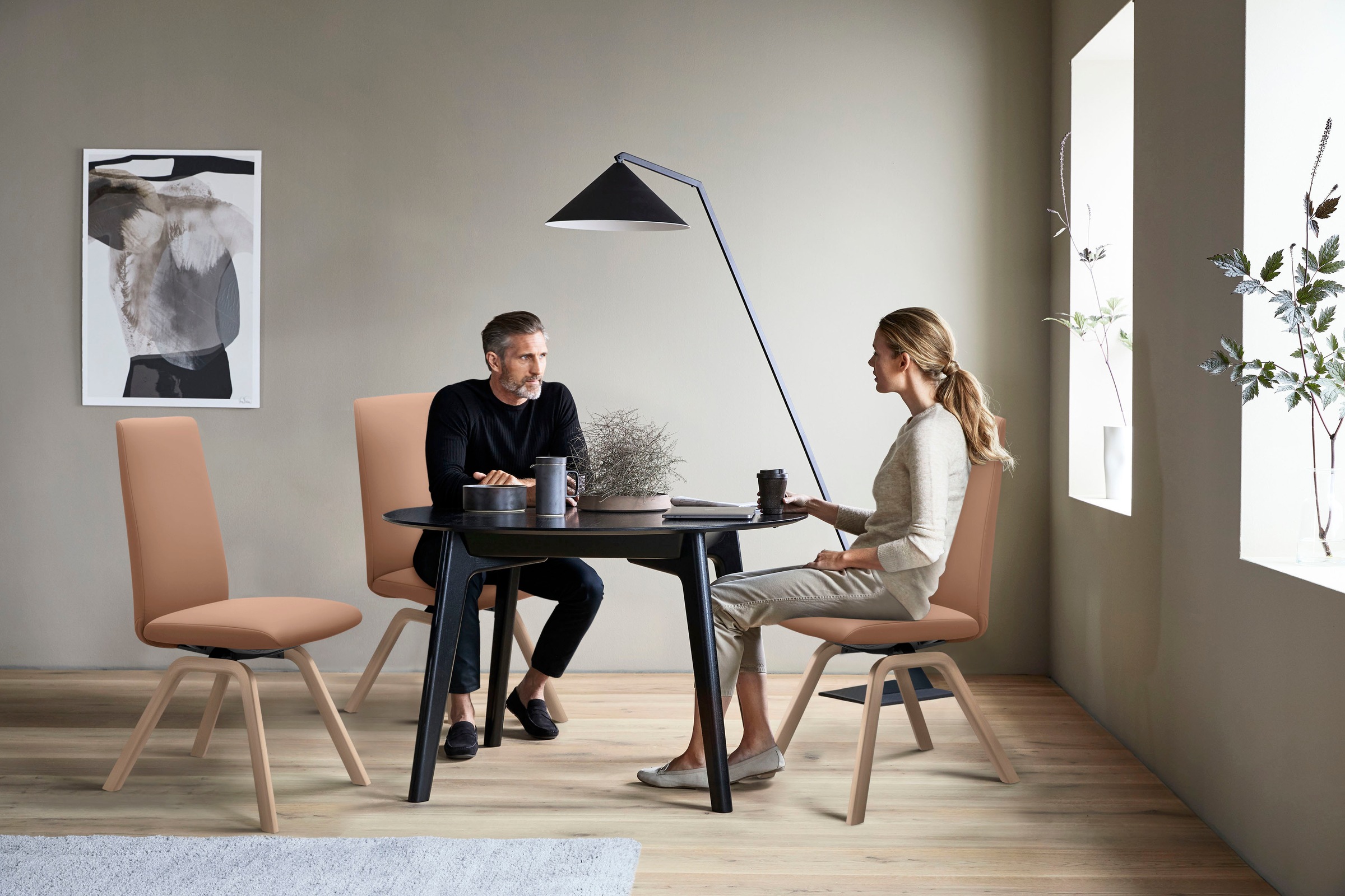Stressless® Polsterstuhl »Laurel«, Leder BATICK, High Back, Größe L, mit schräggestellten Beinen in Eiche gekalkt
