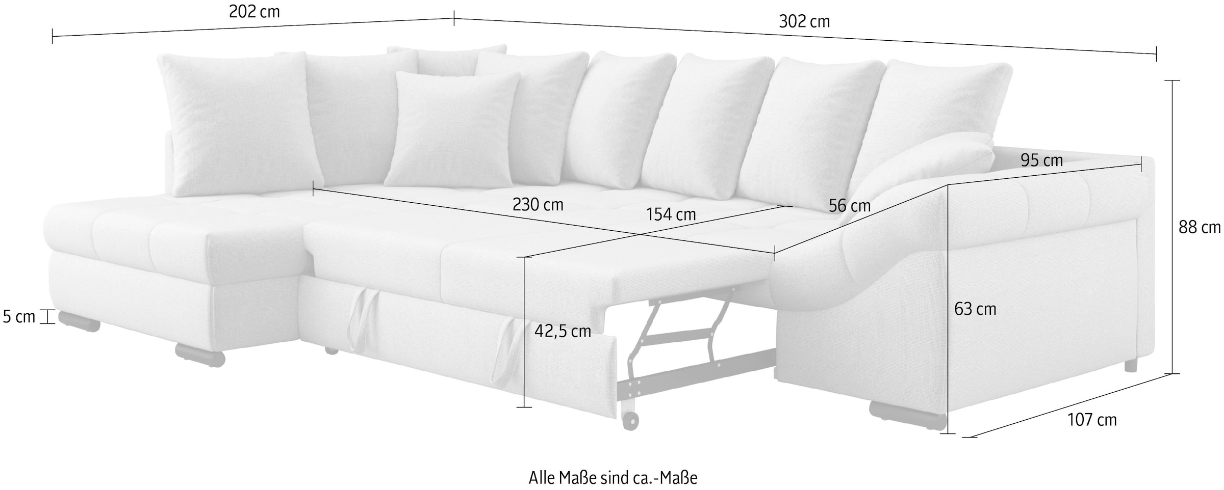 Mr. Couch Ecksofa »Pietro, L-Form, mit Bett, wahlweise mit Kaltschaum« mit Bett und wahlweise mit Kaltschaum