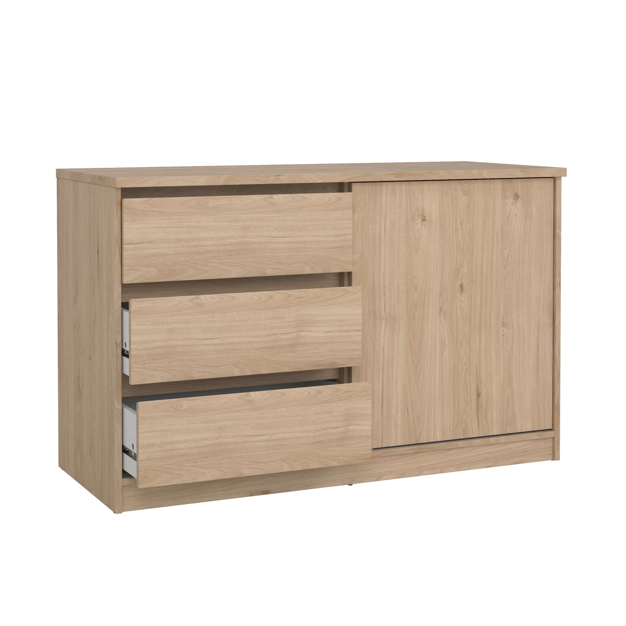 INOSIGN Sideboard »Naia Aufbewahrung, Schuhkommode, Stauraumkommode, Schuhschrank,«, Kommode mit 1 Schiebetür und 3 Schubladen, Breite 119 cm, Höhe 76 cm